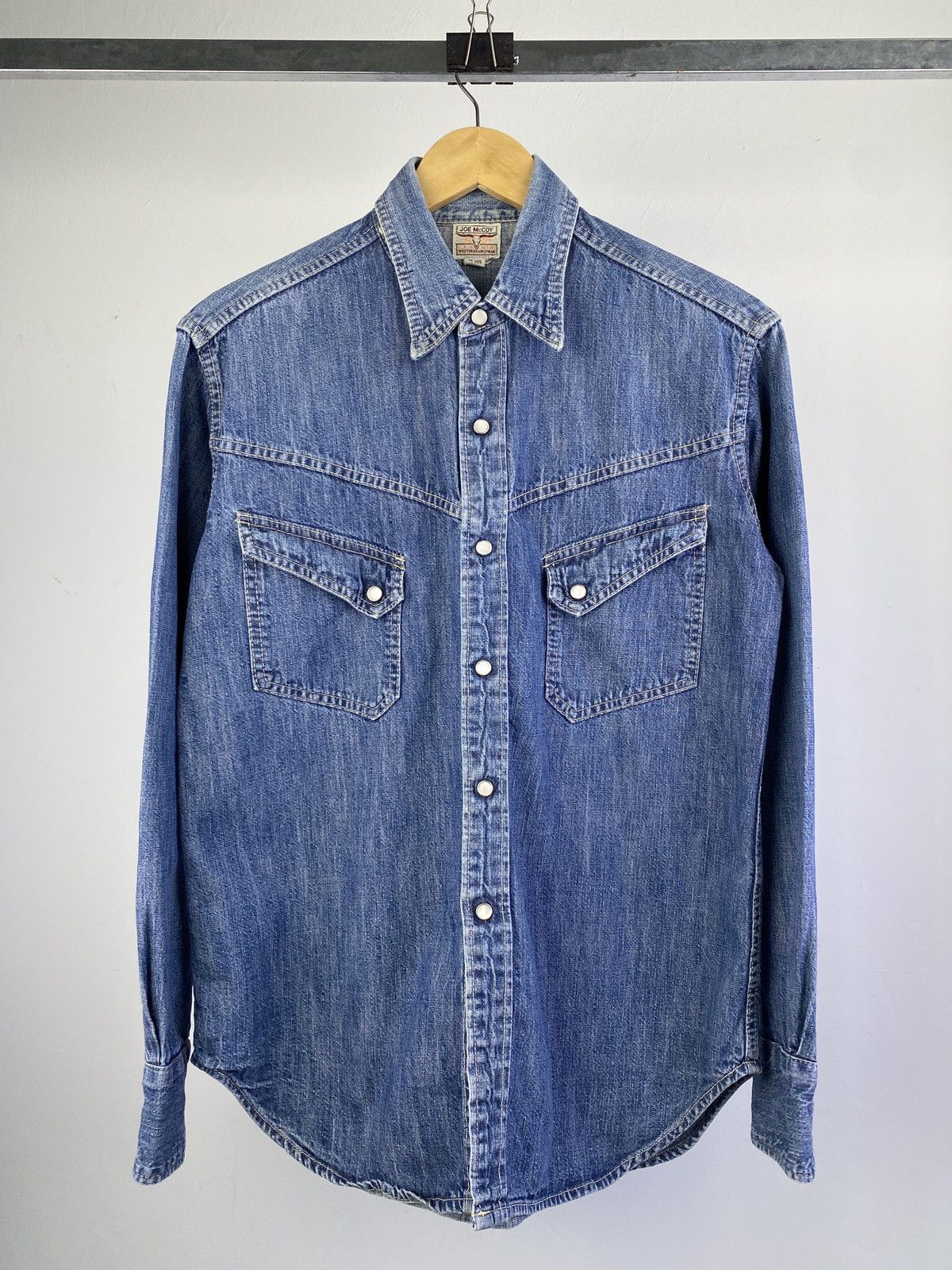 The Real McCoy's Joe McCoy Long Horn Chambray Denim Shirt Size US M / EU 48-50 / 2 - 1 Thumbnail