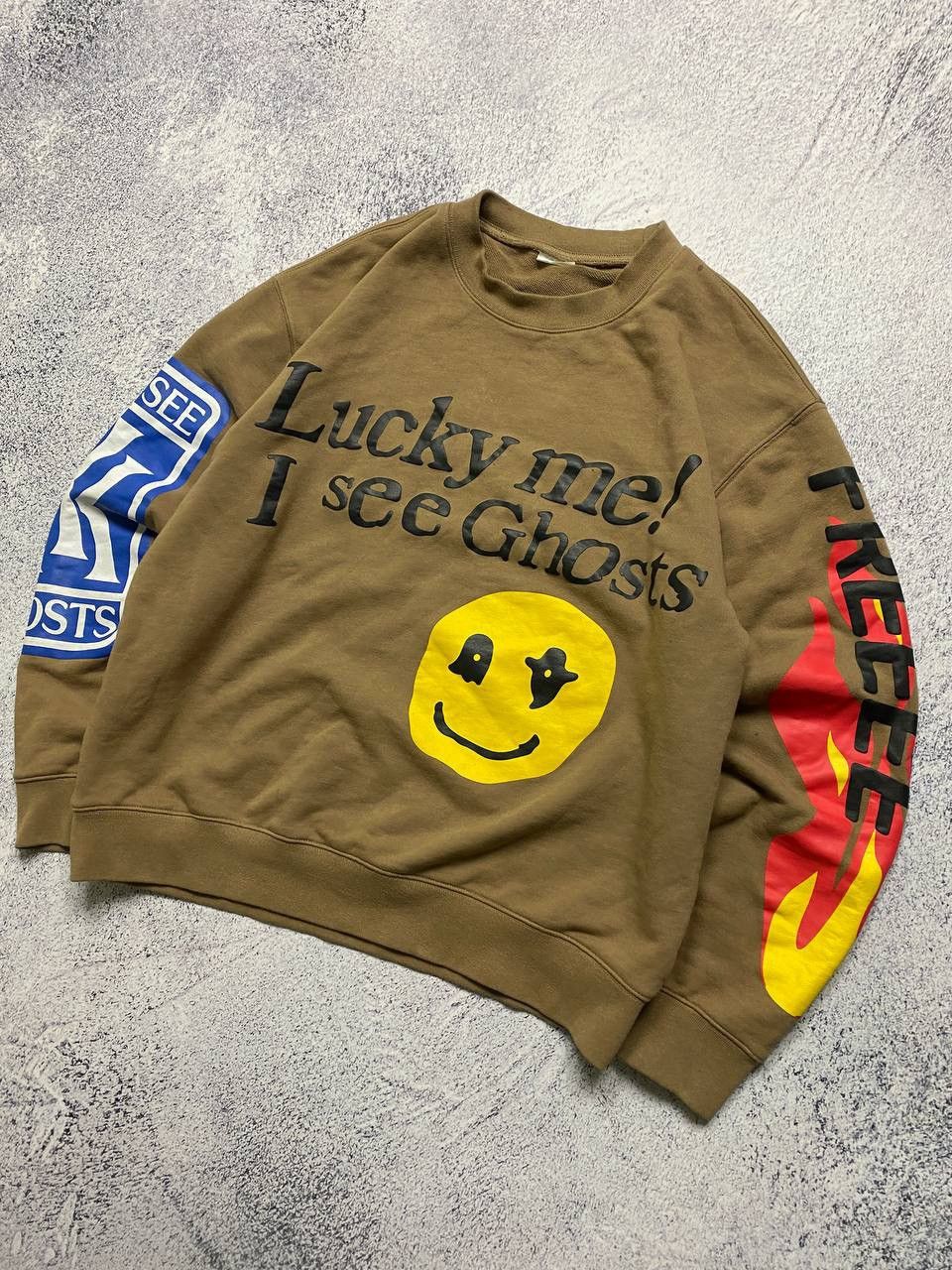 Rap Tees Lucky Me I See Ghosts Smiley Face Rap Hip Hop Sweatshirt Size US M / EU 48-50 / 2 - 2 Thumbnail