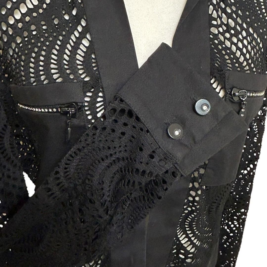 Joseph Ribkoff Joseph Ribkoff Black Open Front Jacket With Rhinestone Embel Size L / US 10 / IT 46 - 6 Thumbnail