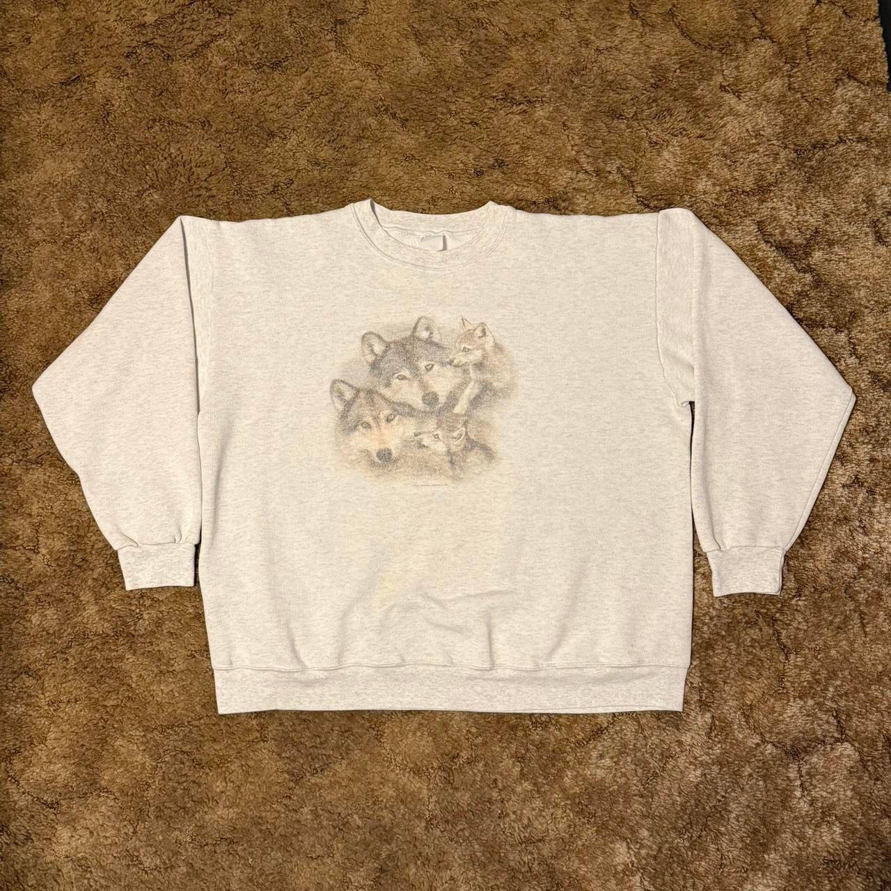 Vintage Wolf Family Nature Art Crewneck Sweatshirt Grey XLarge Size US XL / EU 56 / 4 - 3 Thumbnail