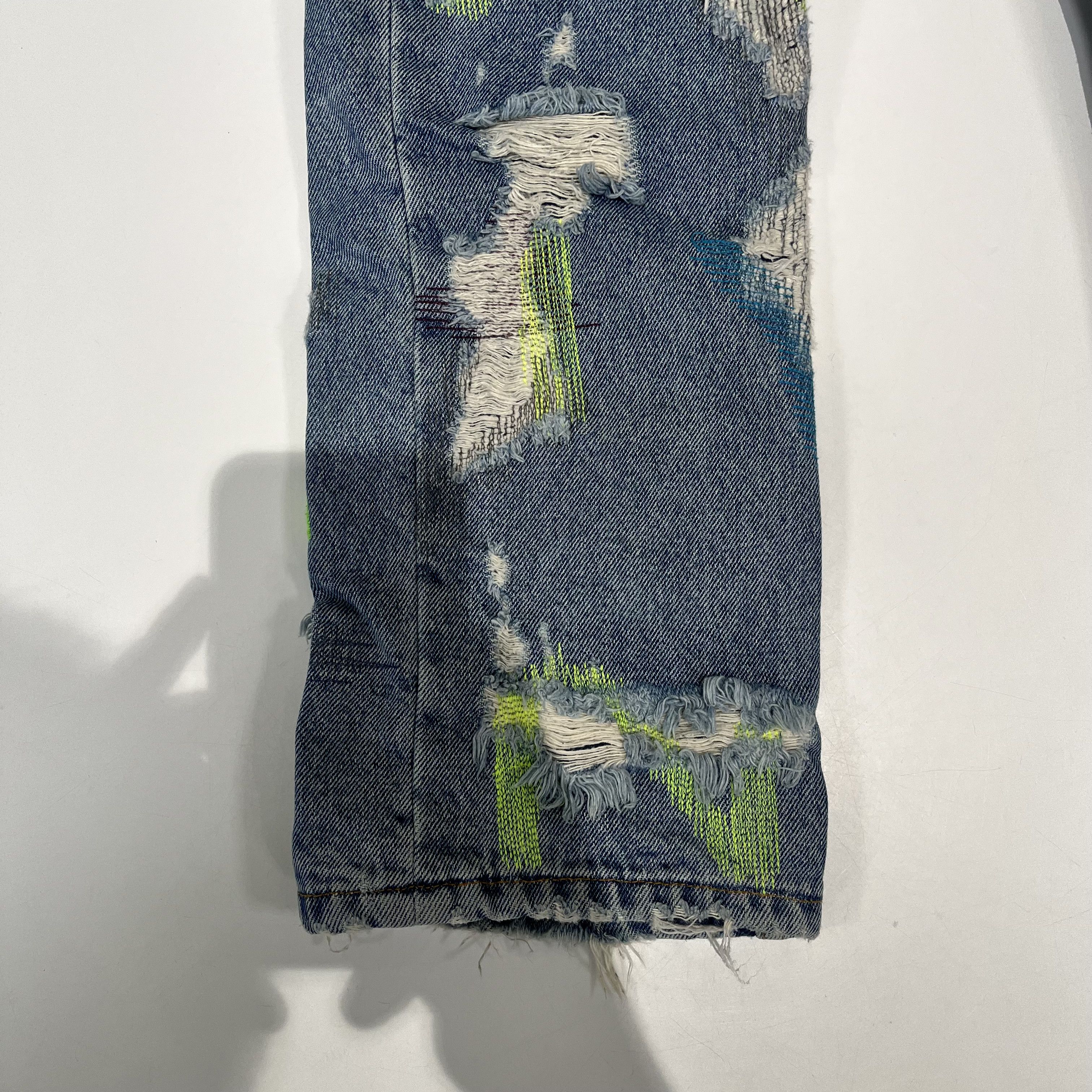 Endless Vlone x Endless Embroidered And Distressed Denim Jeans Blue Size US 32 / EU 48 - 12 Thumbnail