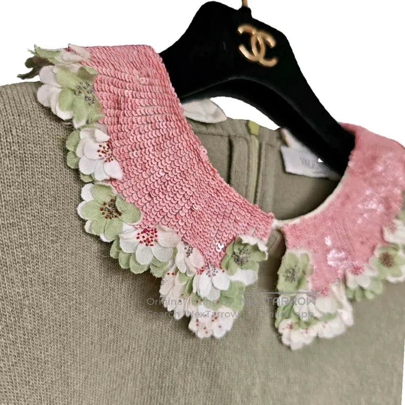Valentino Valentino Pink and green color-blocked lapel wool cardiga Size S / US 4 / IT 40 - 4 Thumbnail