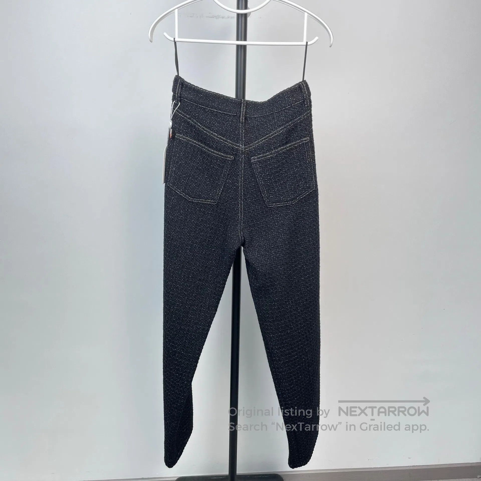 Chanel Chanel Black Wool Soft Nye Silk Weave Trousers Straight Le Size 35" - 4 Thumbnail