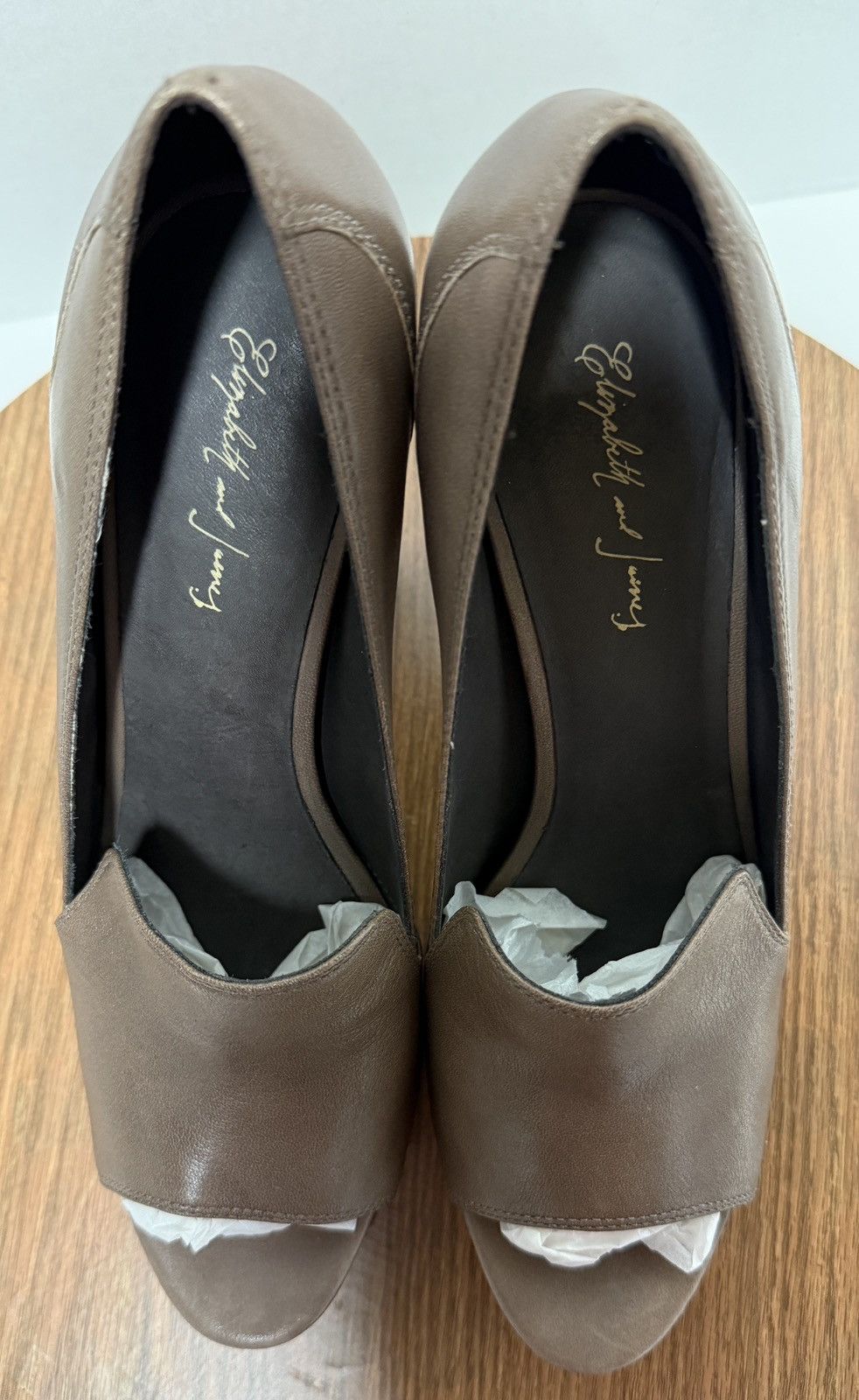 Elizabeth and James Elizabeth and James E-Mae Taupe Block Peep Toe Slip On Heels Size US 10 / IT 40 - 8 Thumbnail