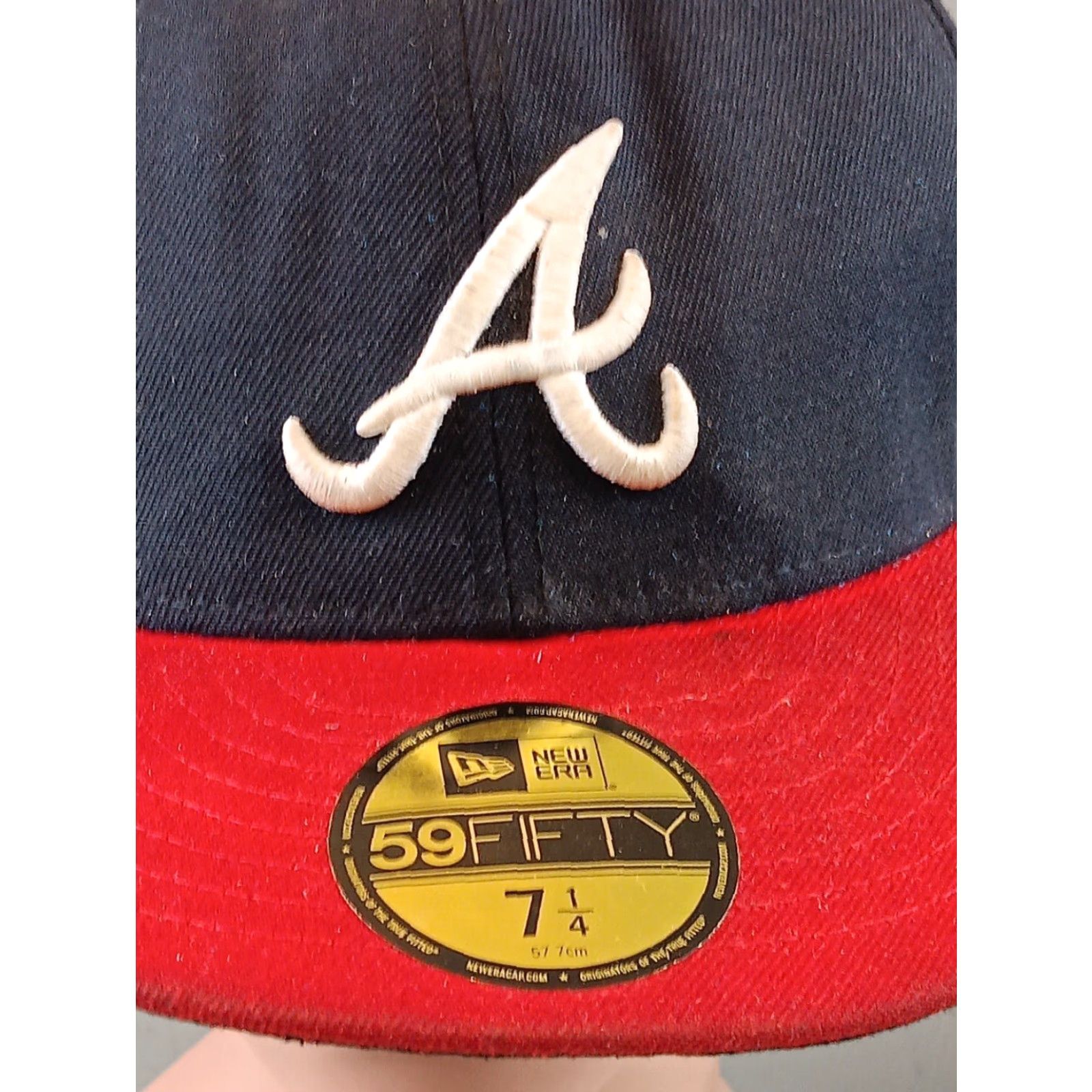 New Era Atlanta Braves 59fifty Fitted Hat Navy Blue 7 1/4 New Era Unisex Adults Official On Field Hat Size ONE SIZE - 6 Thumbnail
