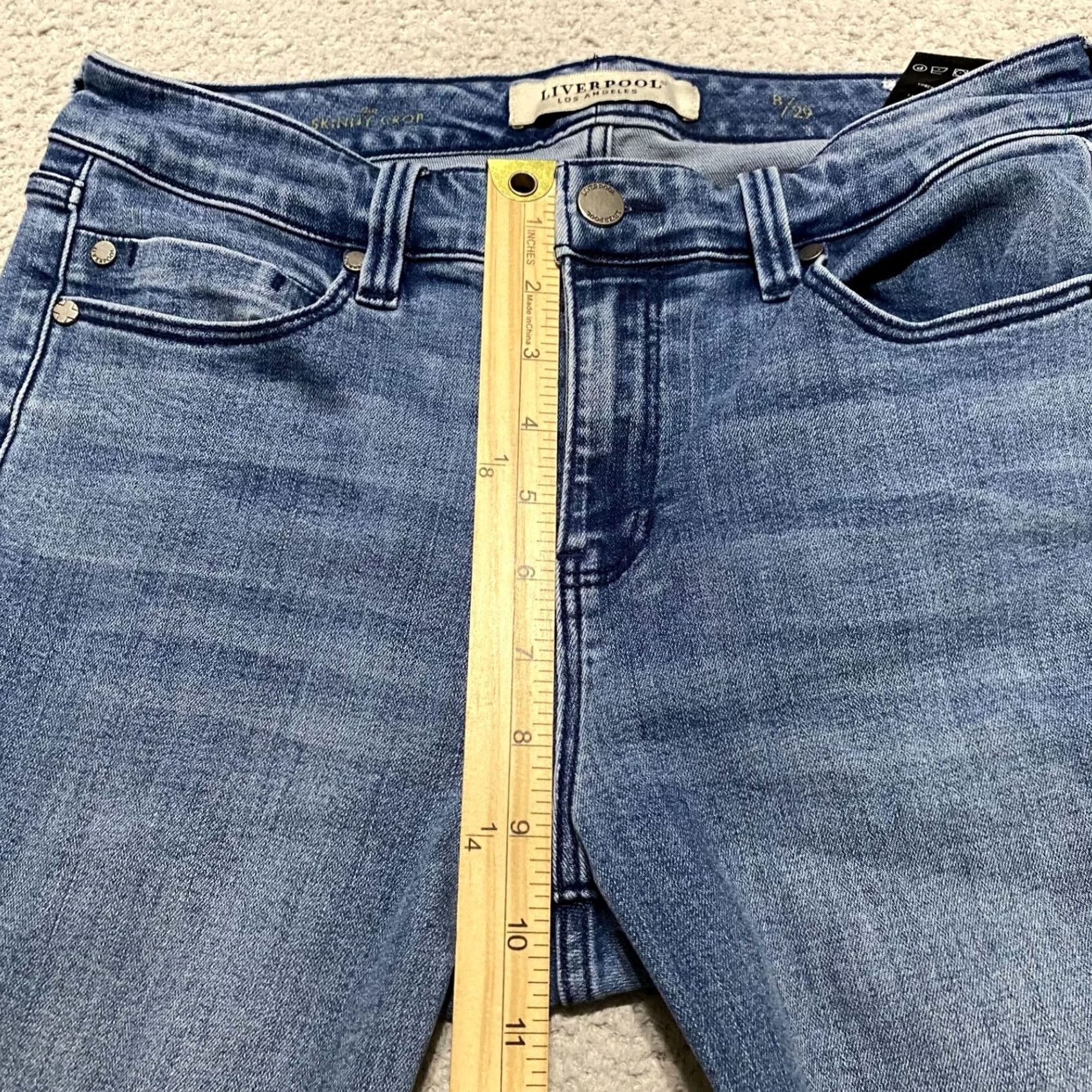 Denime Liverpool Jeans Liverpool Womens Jeans Blue Medium Wash 8 Skinny Crop 5-Pocket Denim Stretch Mid Rise Womens Jeans Size 30" / US 8 / IT 44 - 7 Thumbnail