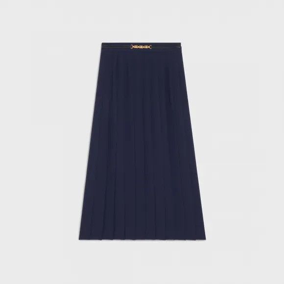 Image of Celine O1W1Db10324 Midi Skirt In Navy, Women's (Size 38)