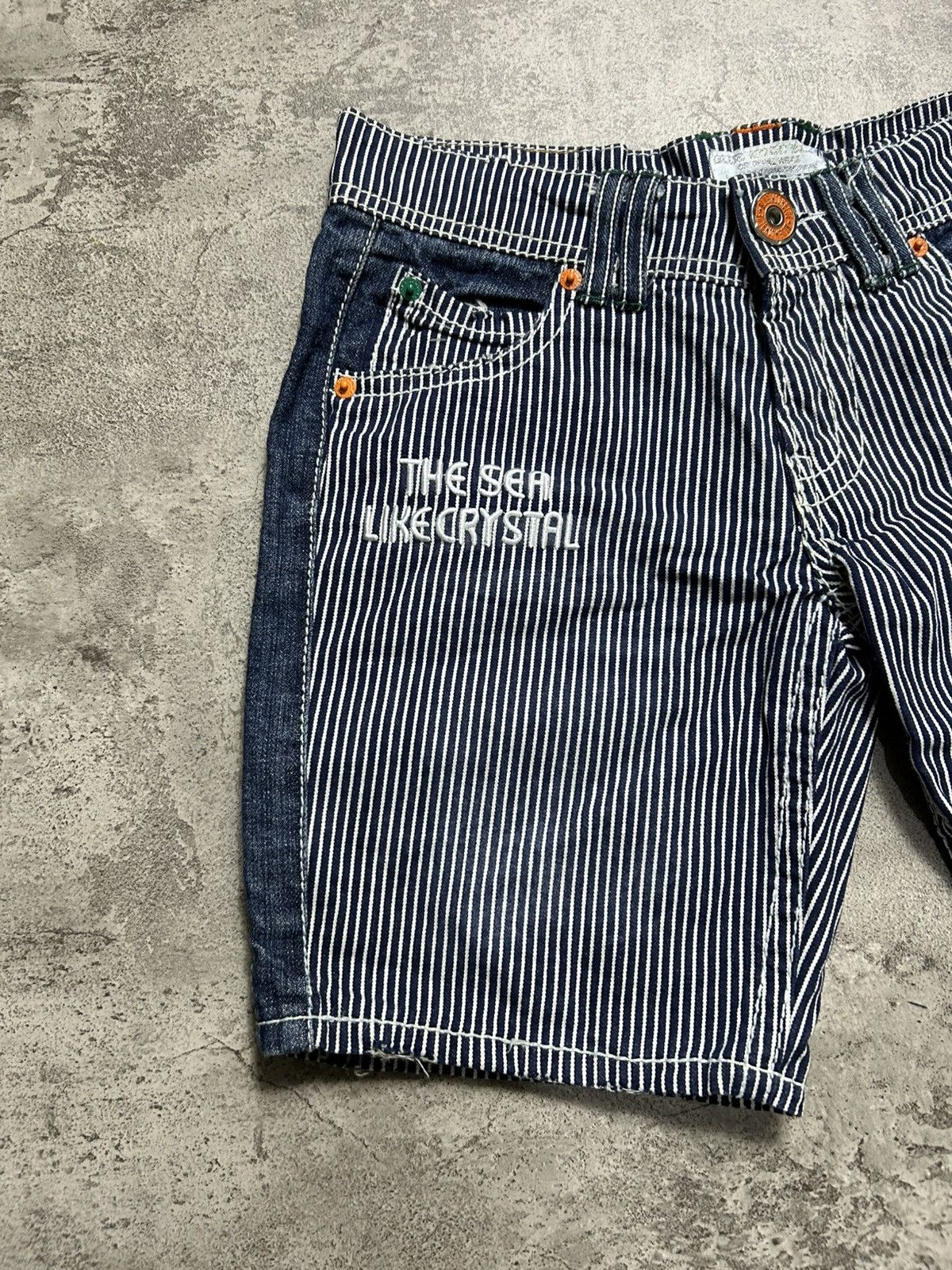 Hysteric Glamour 2000s Blue Moon Blue Hickory Big Logo Short Pants Size US 27 - 3 Thumbnail