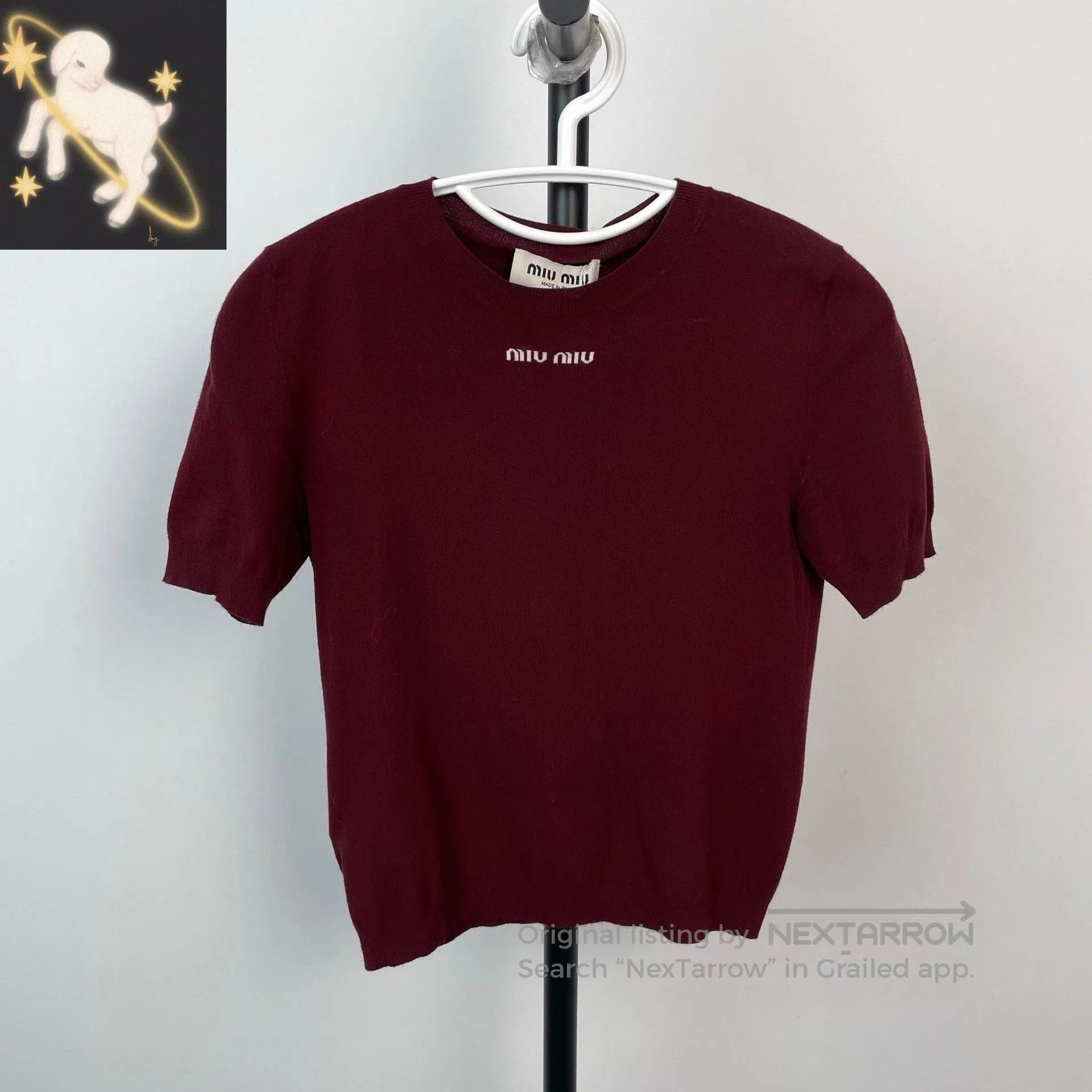 Miu Miu Miumiu Red Round-Neck Short-Sleeve Knit Top. Size S / US 4 / IT 40 - 1 Thumbnail