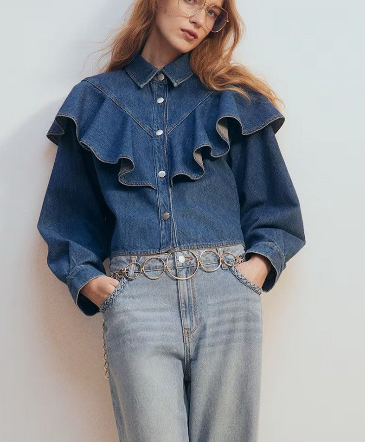 H&M H&M Denim ruffles button down shirt Size M / US 6-8 / IT 42-44 - 4 Thumbnail