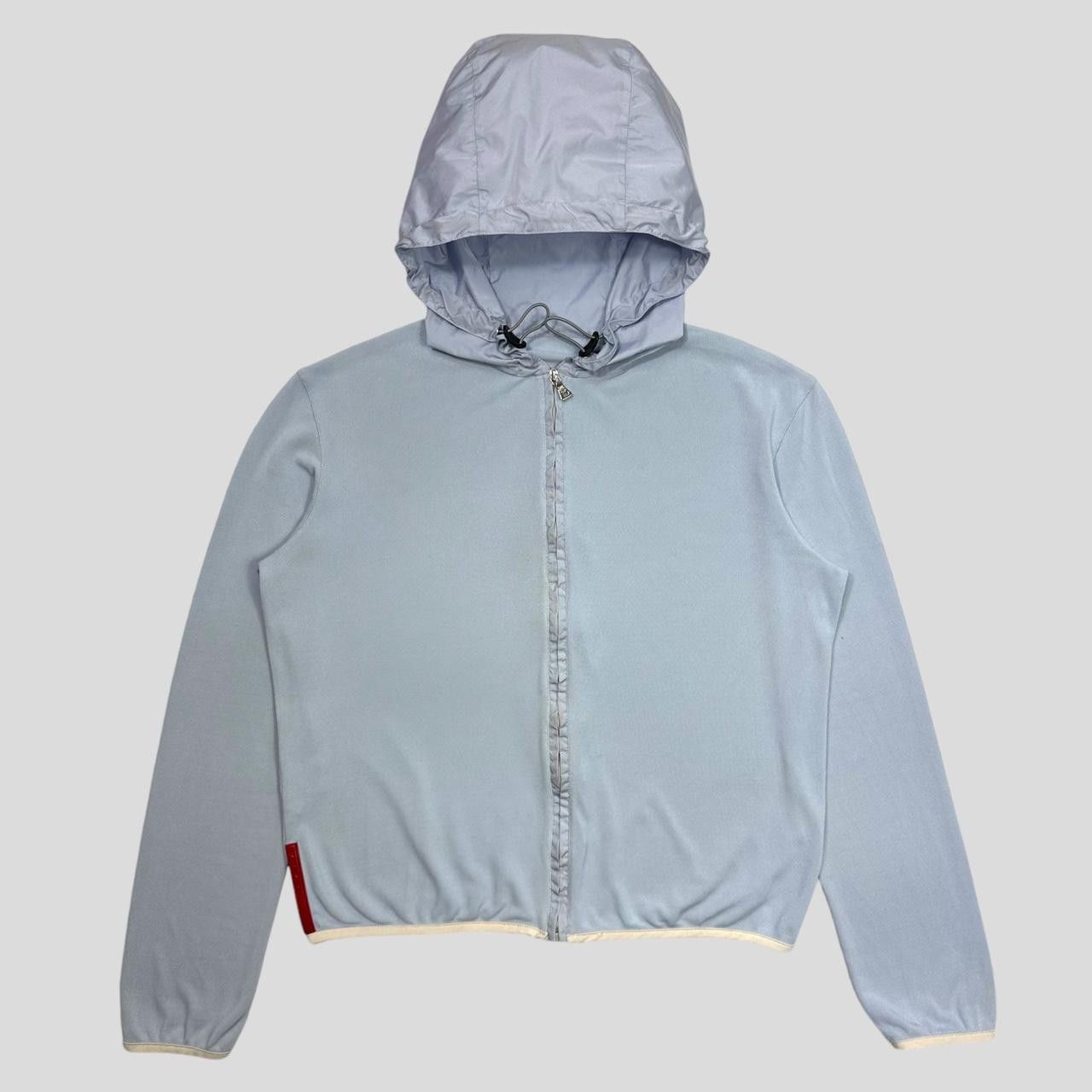 Prada Sport SS00 Baby Blue Mesh Cropped Technical Hoodie M