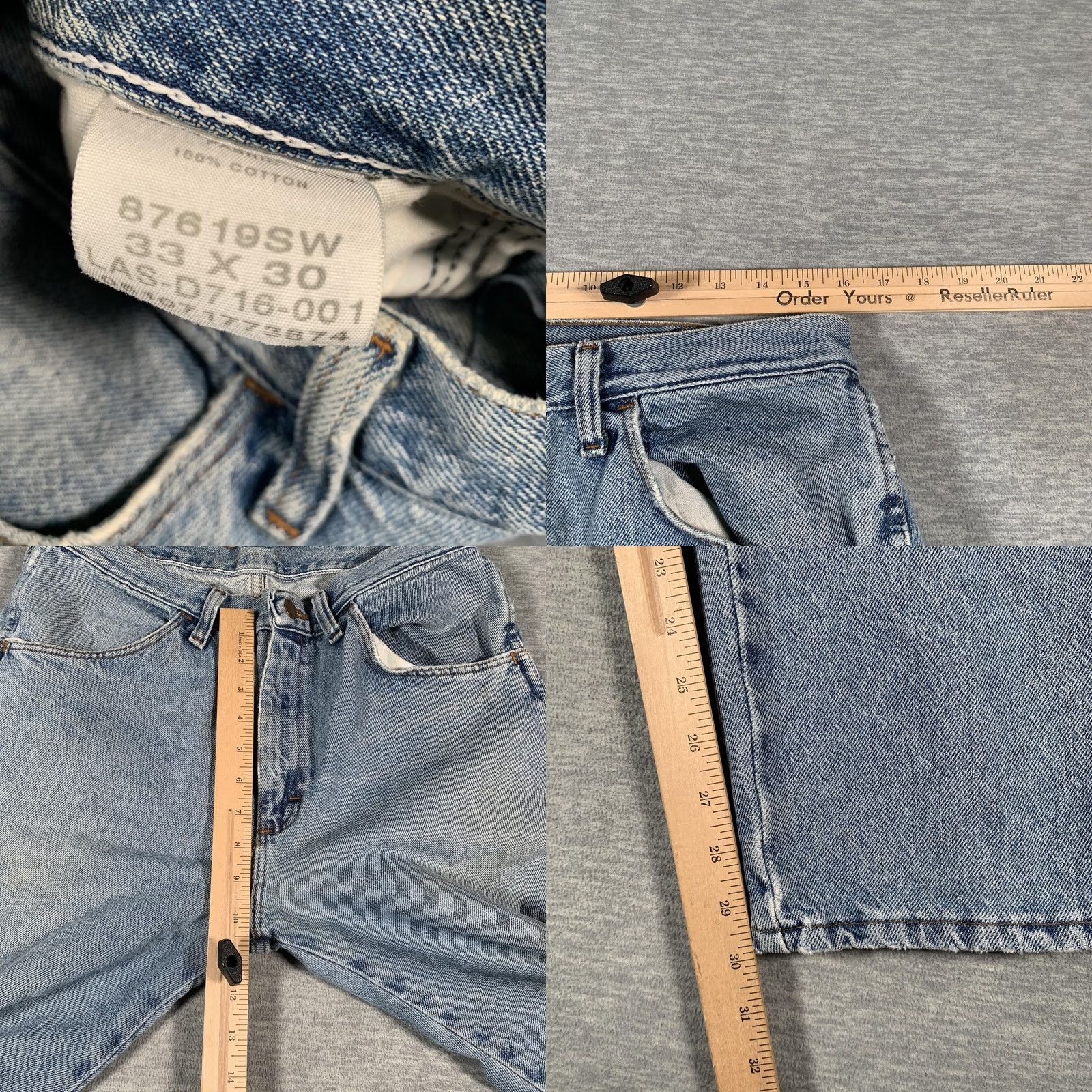 Lee VINTAGE Lee Jeans Mens 33x30 Light Blue Denim Straight Leg 100% Cotton Zip Fly 5-Pocket Mens Jeans Clothing 80s 90s Size US 33 - 8 Thumbnail