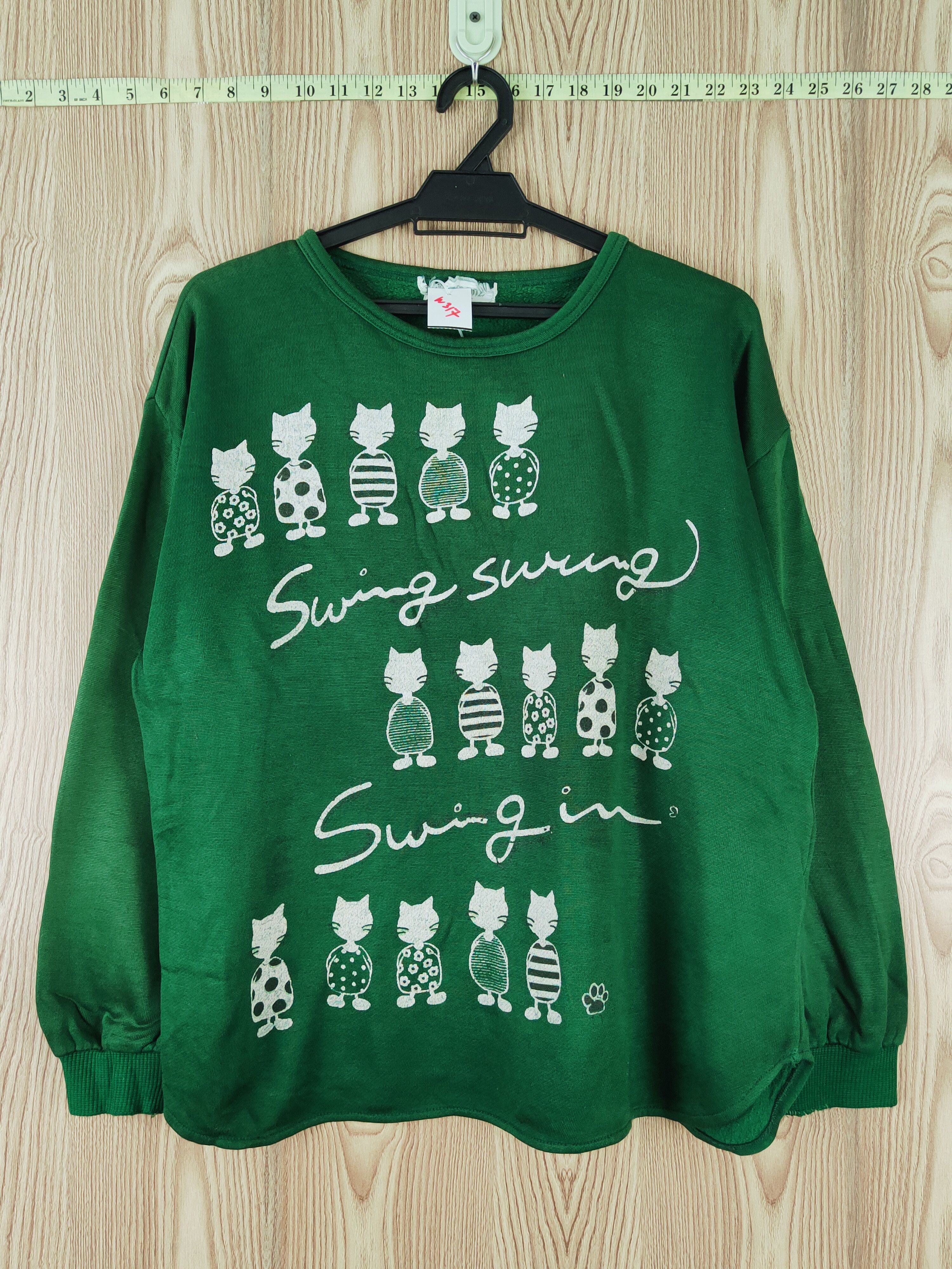 Japanese Brand × Vintage Comomi vintage cat Green Sweatshirts #W417 Size M / US 6-8 / IT 42-44 - 1 Thumbnail