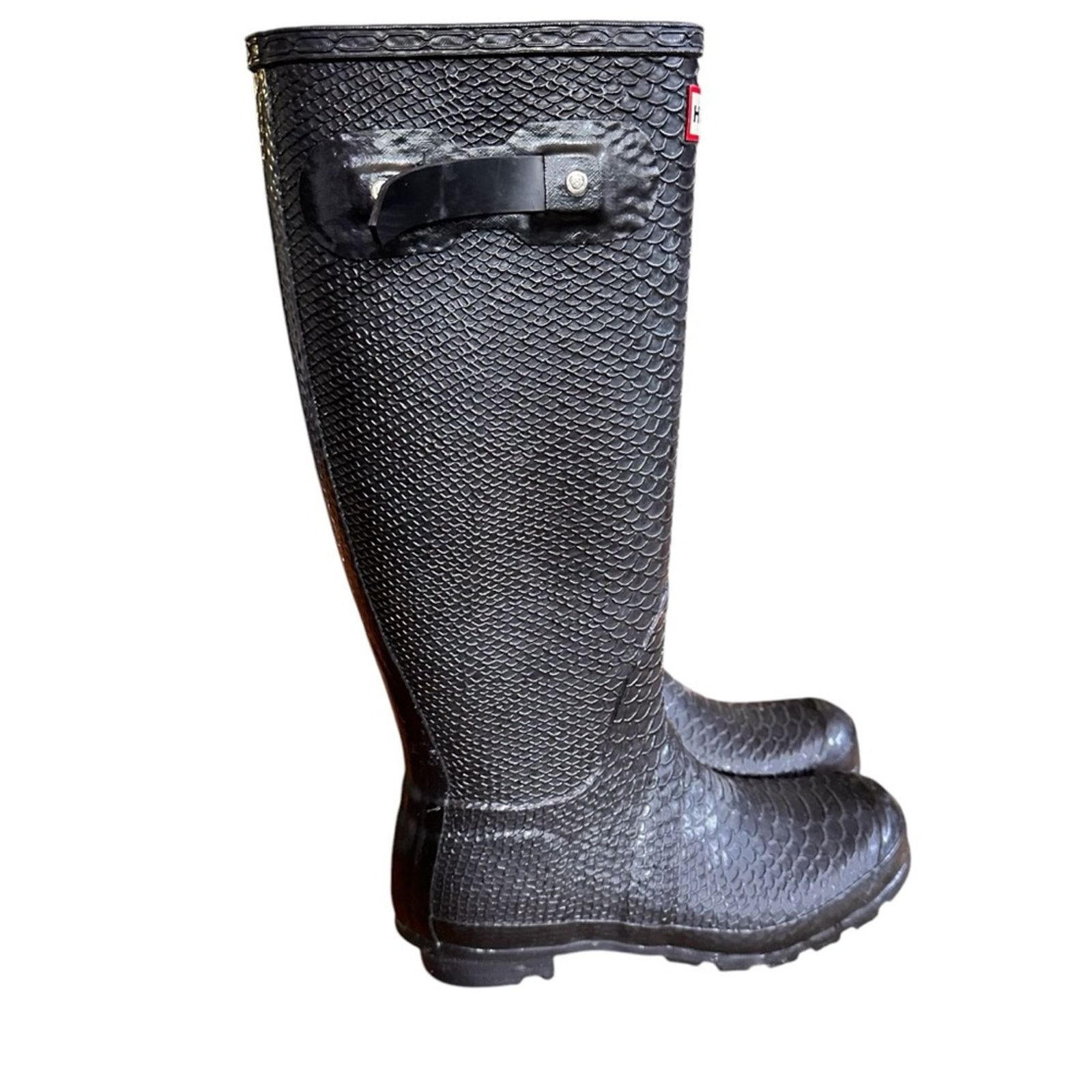 Hunter Hunter Carnaby Boa Snake Tall Rain Boots - Size 7 - Black Size US 7 / IT 37 - 4 Thumbnail