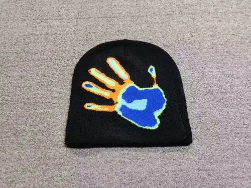 Other Mediocre Hand Palm Heatmap Graphic No Cuff Beanie Hat Black Size ONE SIZE - 4 Thumbnail