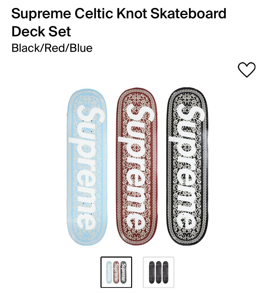 Supreme Supreme Celtic knot skateboard deck set | Grailed