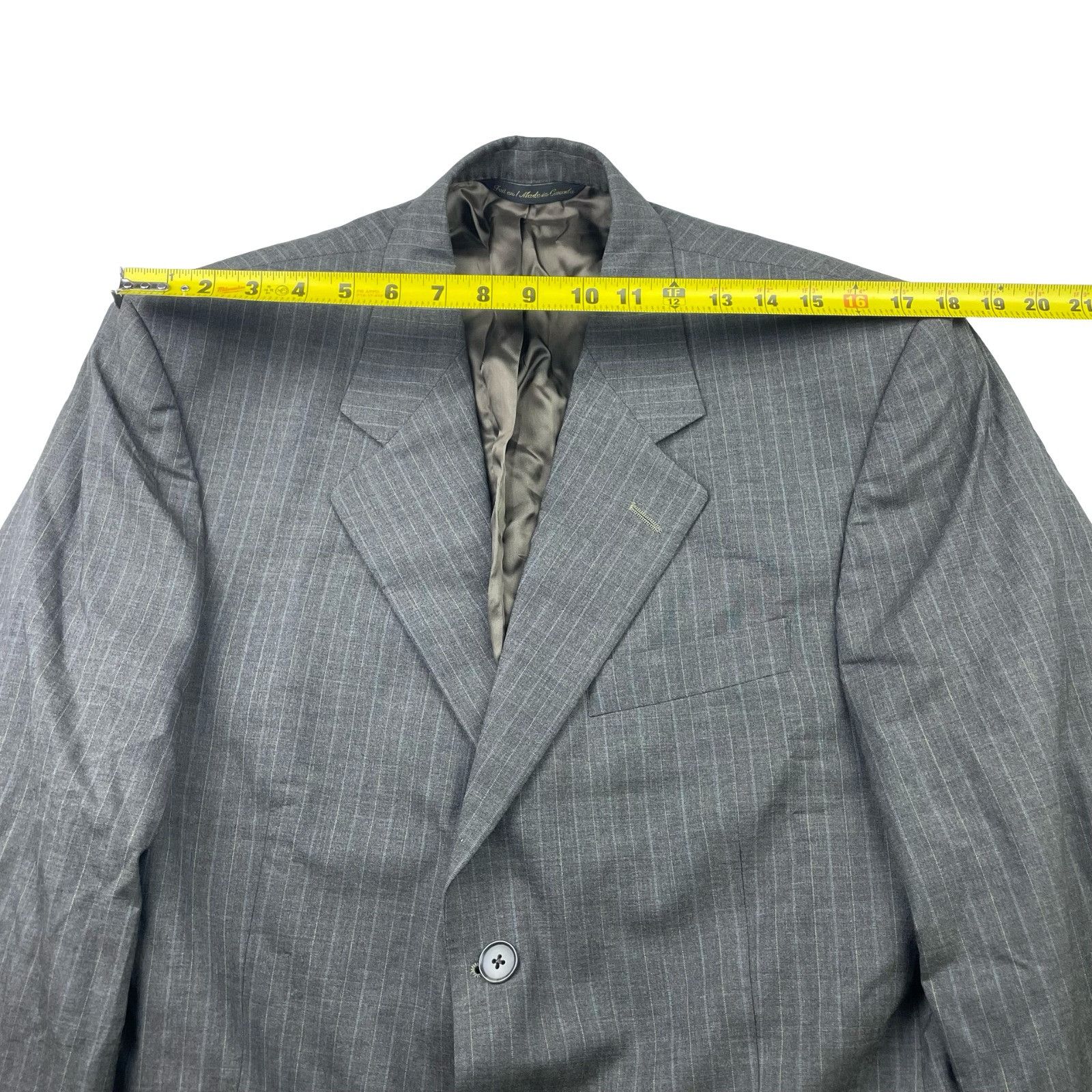 Jack Victor Jack Victor Men's Kelton 100% Wool 3-Button Suit Brown Strip Size 40L - 10 Thumbnail