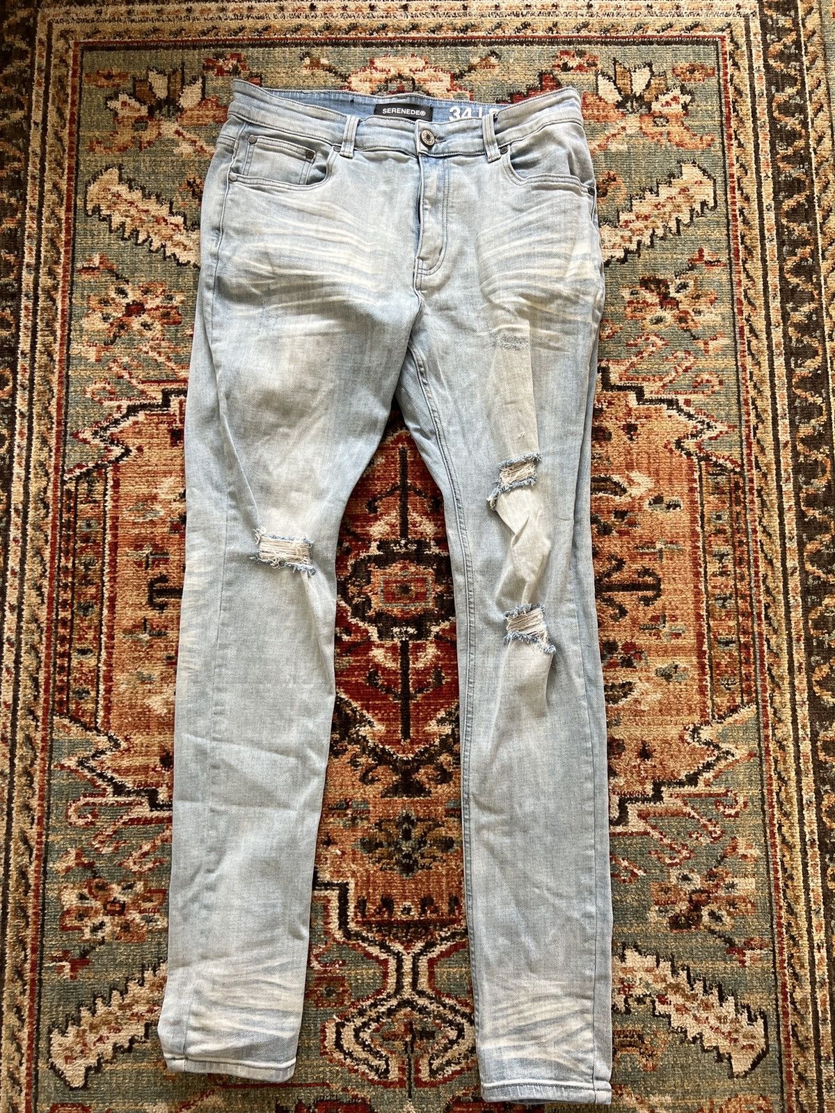 SERENEDE Blue Ripped Serenede Jeans Size US 34 / EU 50 - 1 Thumbnail