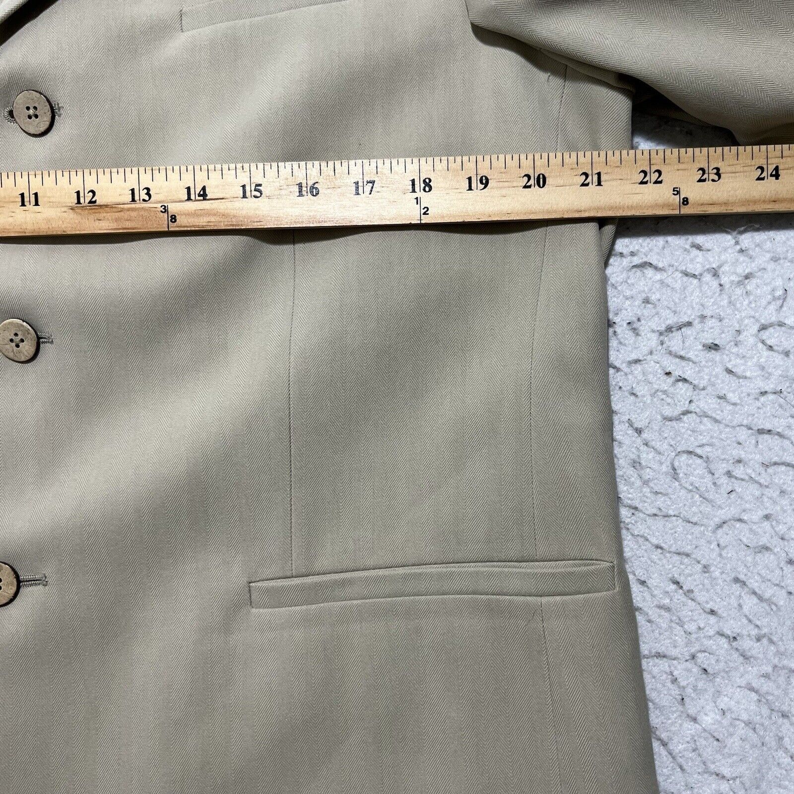 Joseph & Feiss Joseph & Feiss 42S Silk Beige Herringbone Suit Jacket Size 42S - 8 Thumbnail