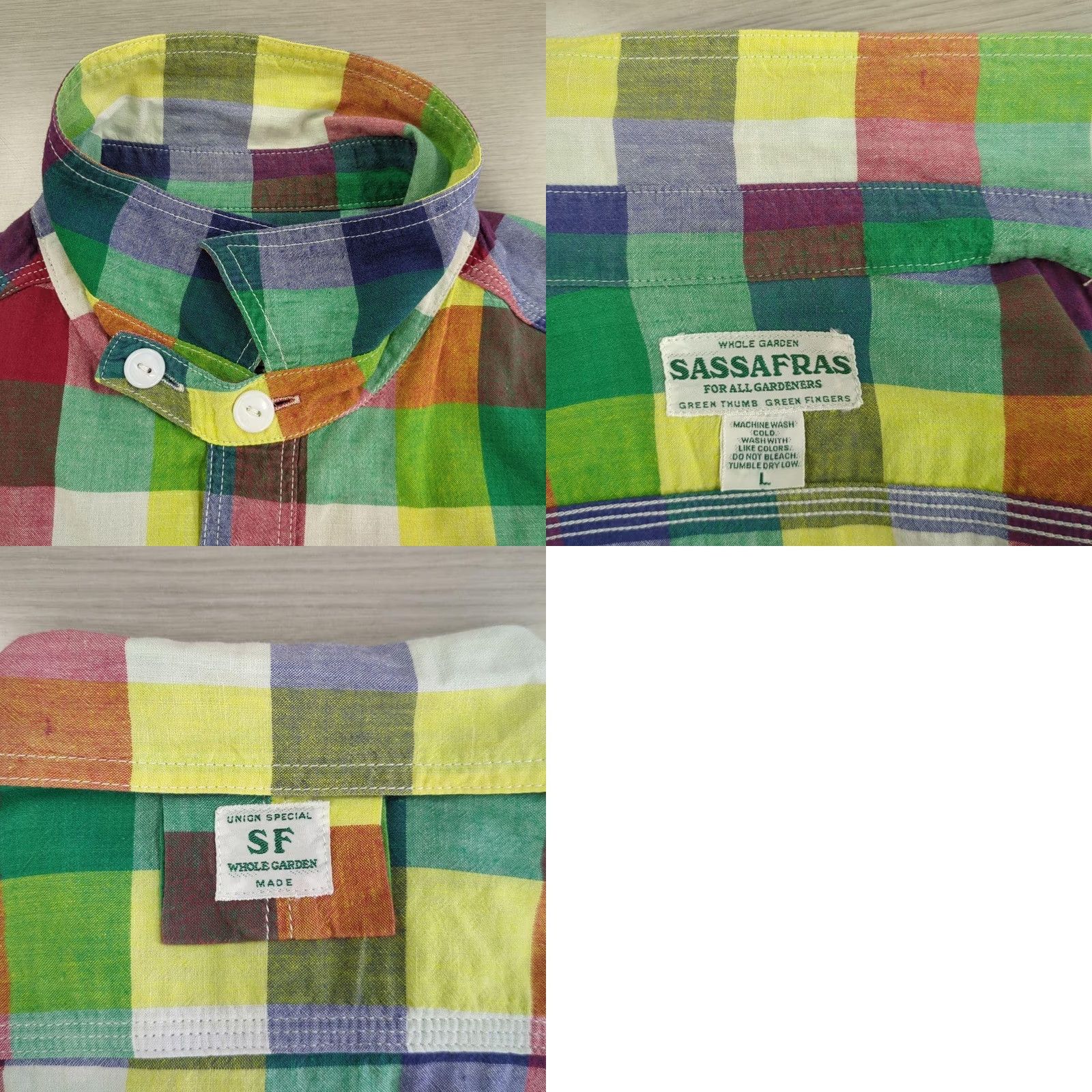 Sassafras Sassafras Shirt Check Short Sleeve Size L Multicolor Men Cotton 100% Used Size US L / EU 52-54 / 3 - 8 Thumbnail