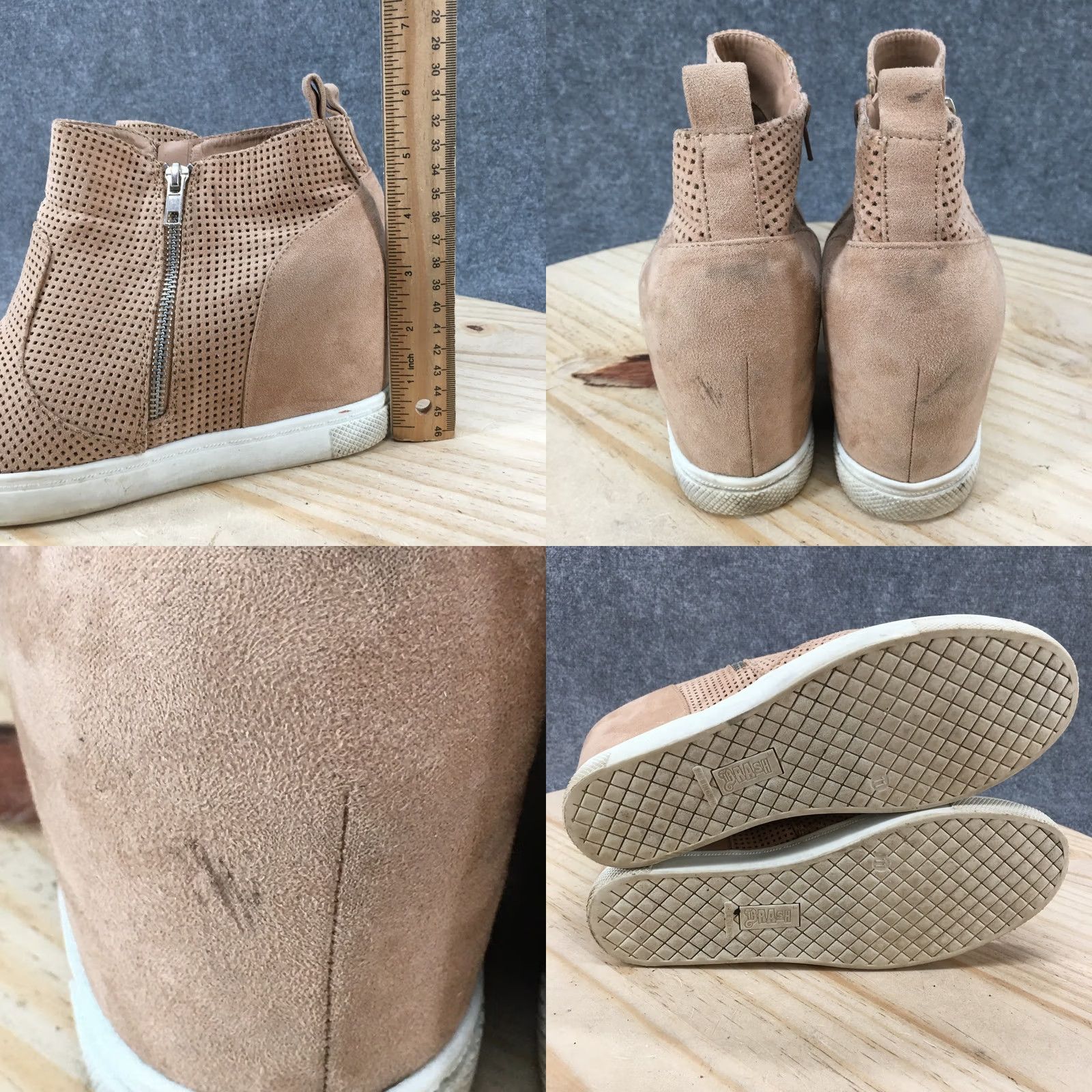 Vintage BRASH Boots Womens 11 Ankle Booties Chelsea Zip Up Comfort Beige Suede Casual Size US 11 / IT 41 - 8 Thumbnail