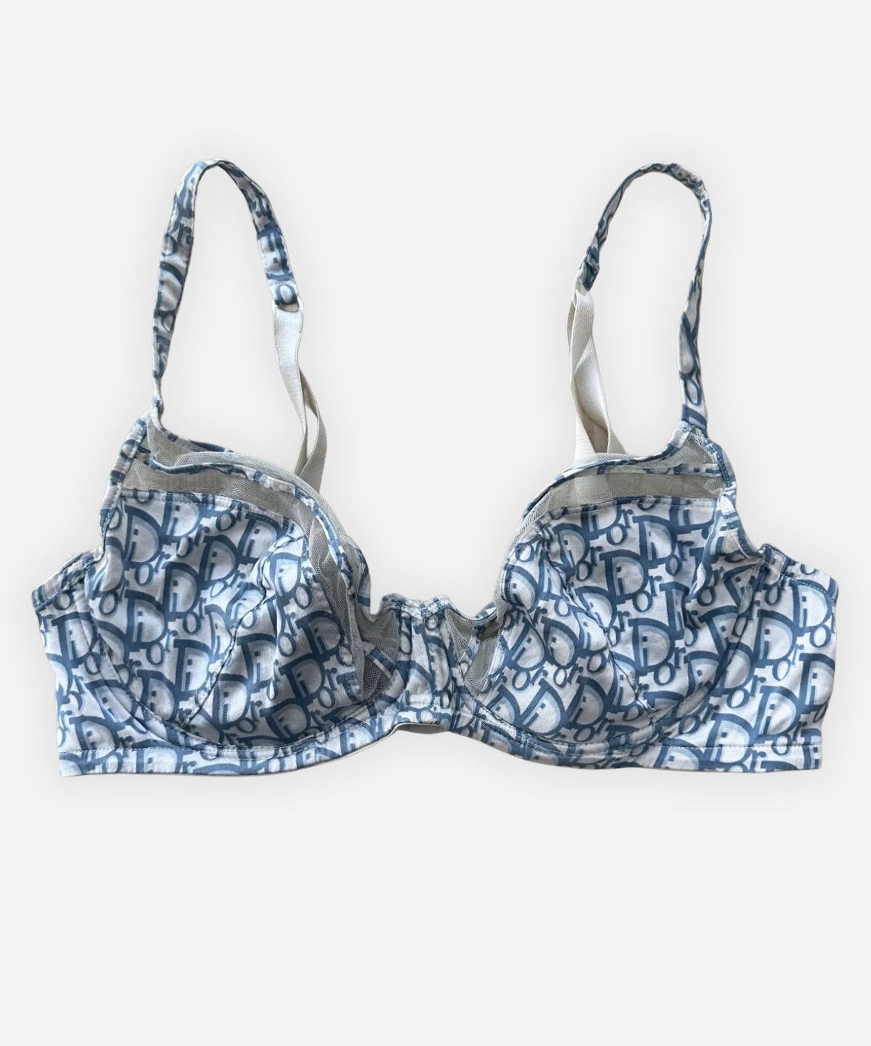 Dior Christian Dior Bra Silk Monogram CD Home White Blue Size ONE SIZE - 1 Thumbnail
