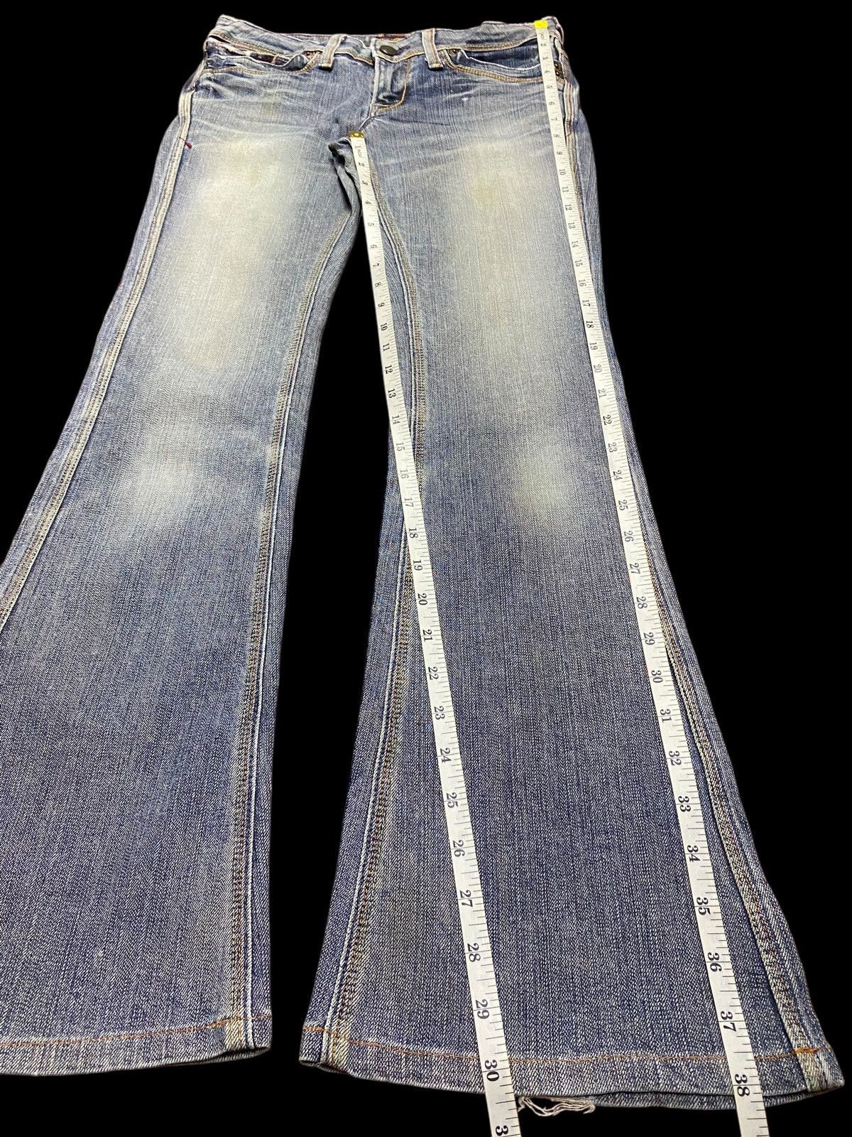 Japanese Brand Blue flared jeans with a vintage vibe #y2kfashion Size 29" - 15 Thumbnail