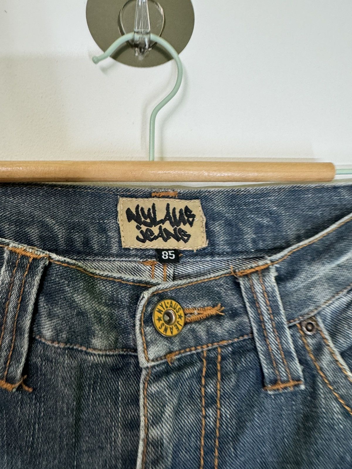 If Six Was Nine FLARE TWIST LEG NYLAUS THUNDER⚡️DISTRESSED JEANS Size US 32 / EU 48 - 8 Thumbnail