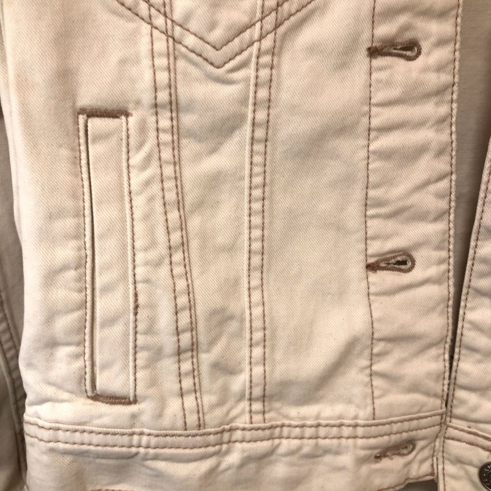 American Eagle Outfitters VINTAGE? No — American Eagle Outfitters Boyfriend Denim Jean Jacket XS Cream Women Jacket Size 26" / US 2 / IT 38 - 7 Thumbnail