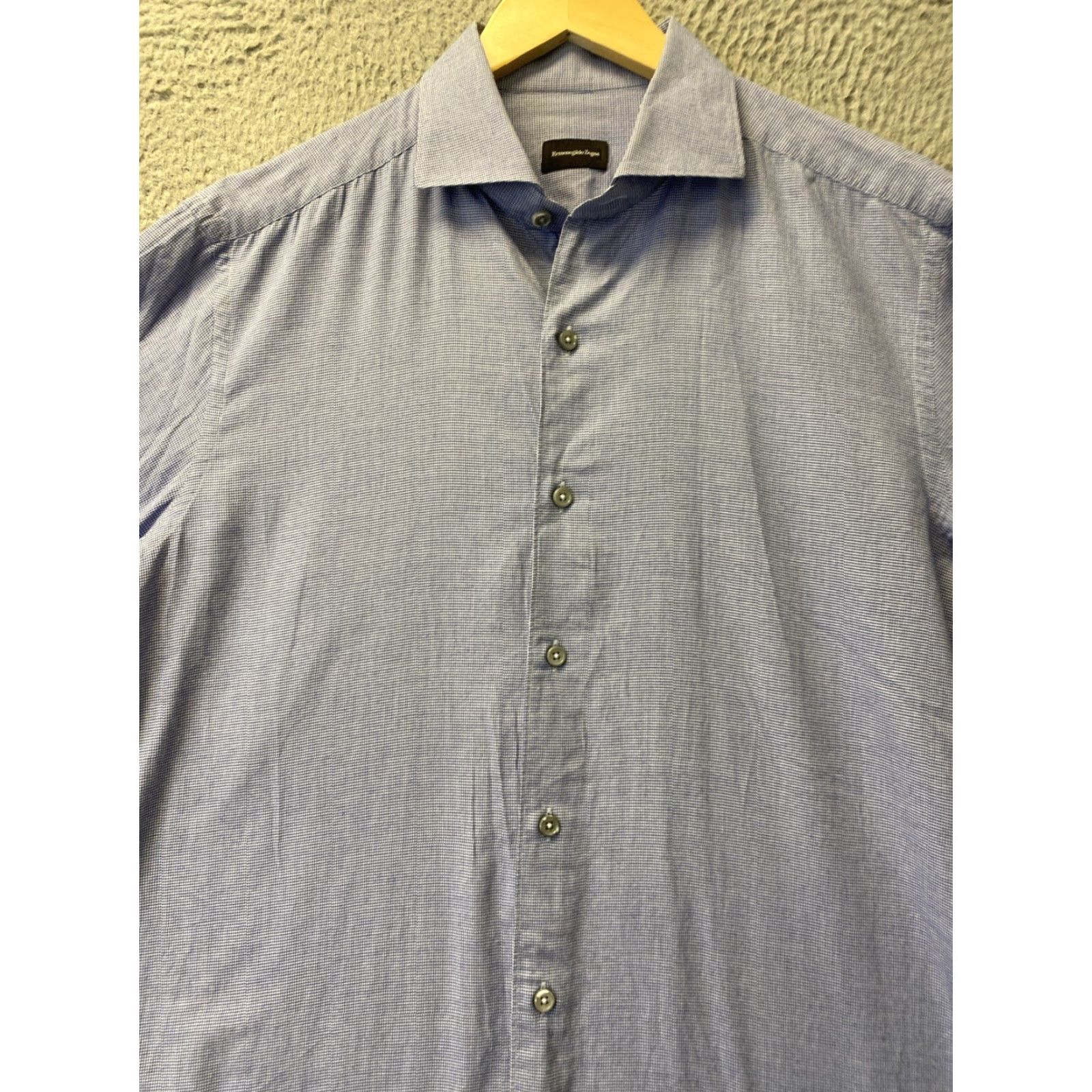 Ermenegildo Zegna Ermenegildo Zegna Button Shirt Blue Long Sleeve Adult L Cotton Casual Mens Size US L / EU 52-54 / 3 - 3 Thumbnail