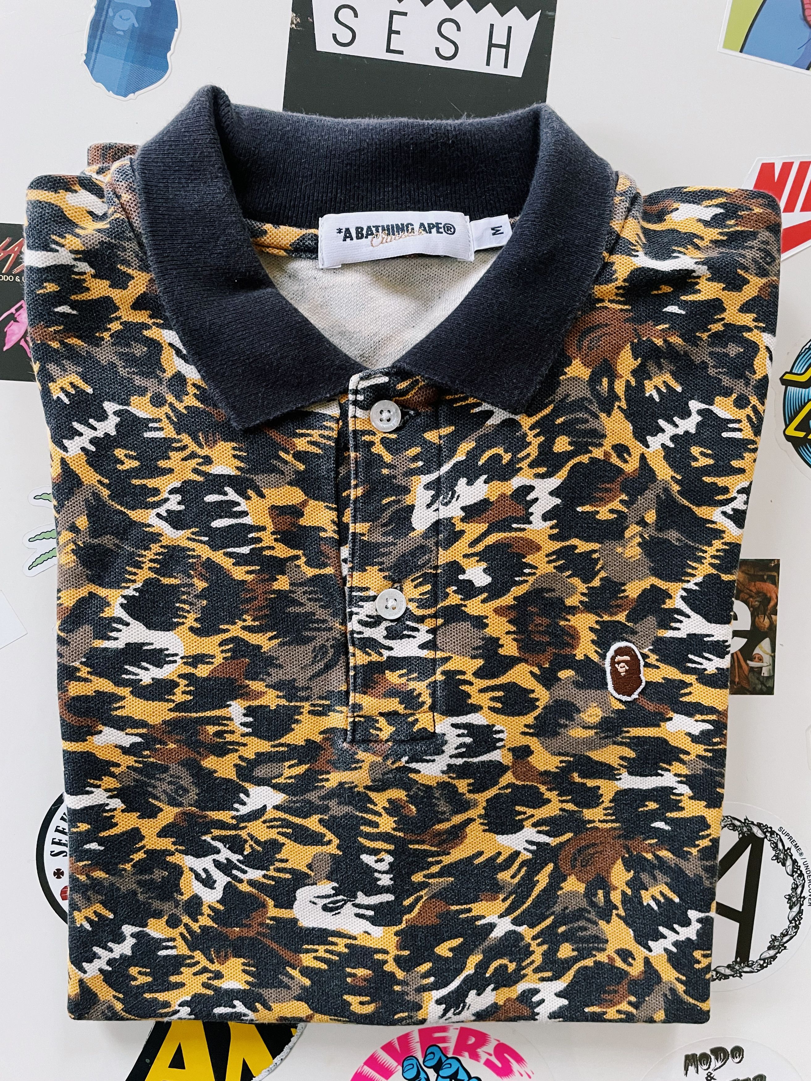 Bape Vintage Y2K Bape A Bathing Ape Leopard Camo Polo Size US M / EU 48-50 / 2 - 9 Thumbnail