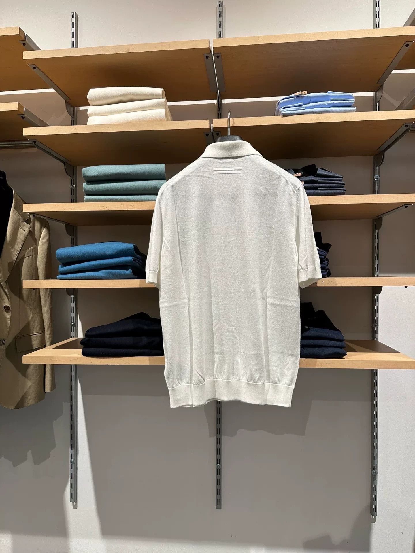 Ermenegildo Zegna Zegna White Knit Short Sleeve Polo Size US M / EU 48-50 / 2 - 5 Thumbnail