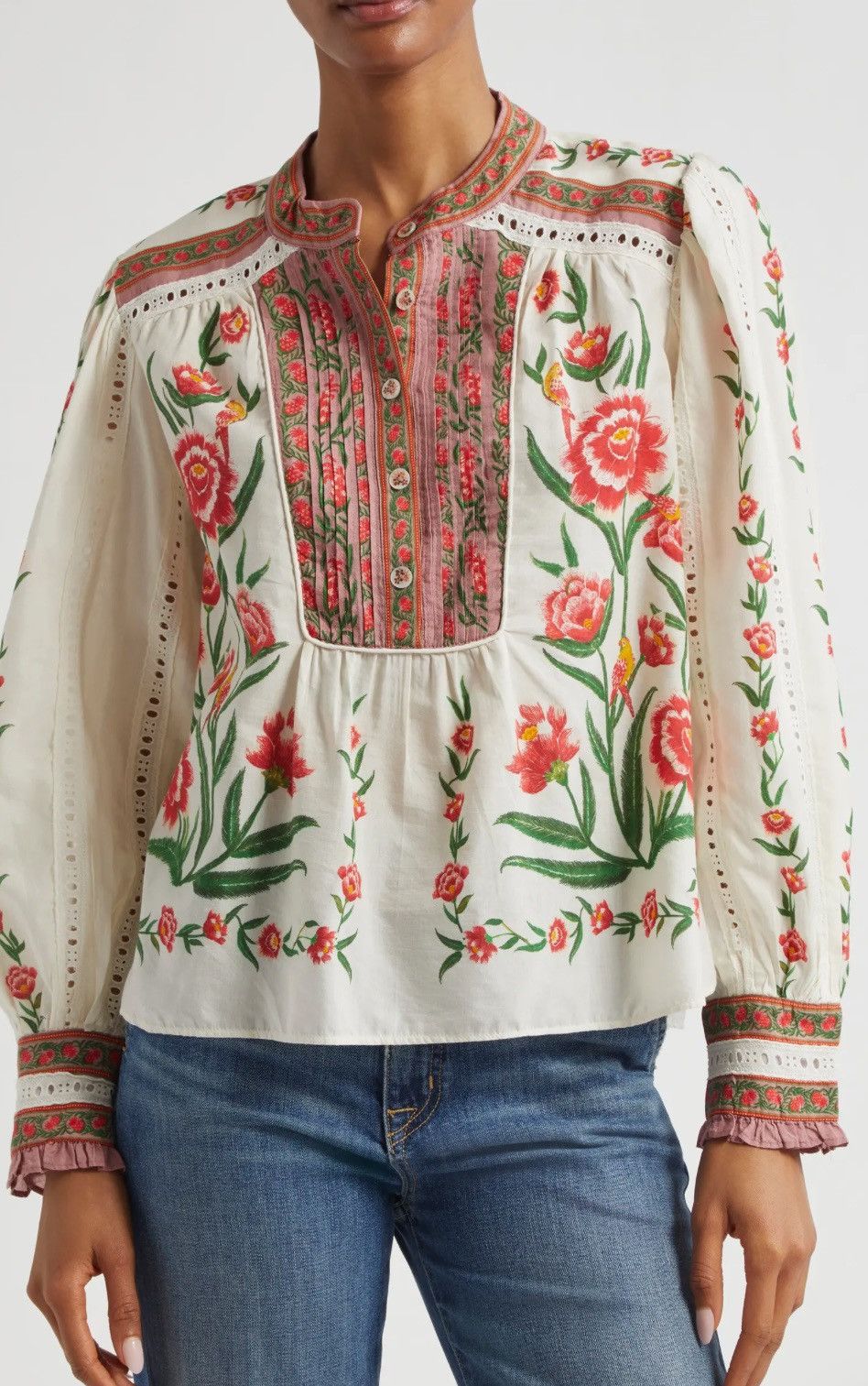 Farm Rio Farm Rio Ainika Floral Embroidered Shirt Size S / US 4 / IT 40 - 3 Thumbnail