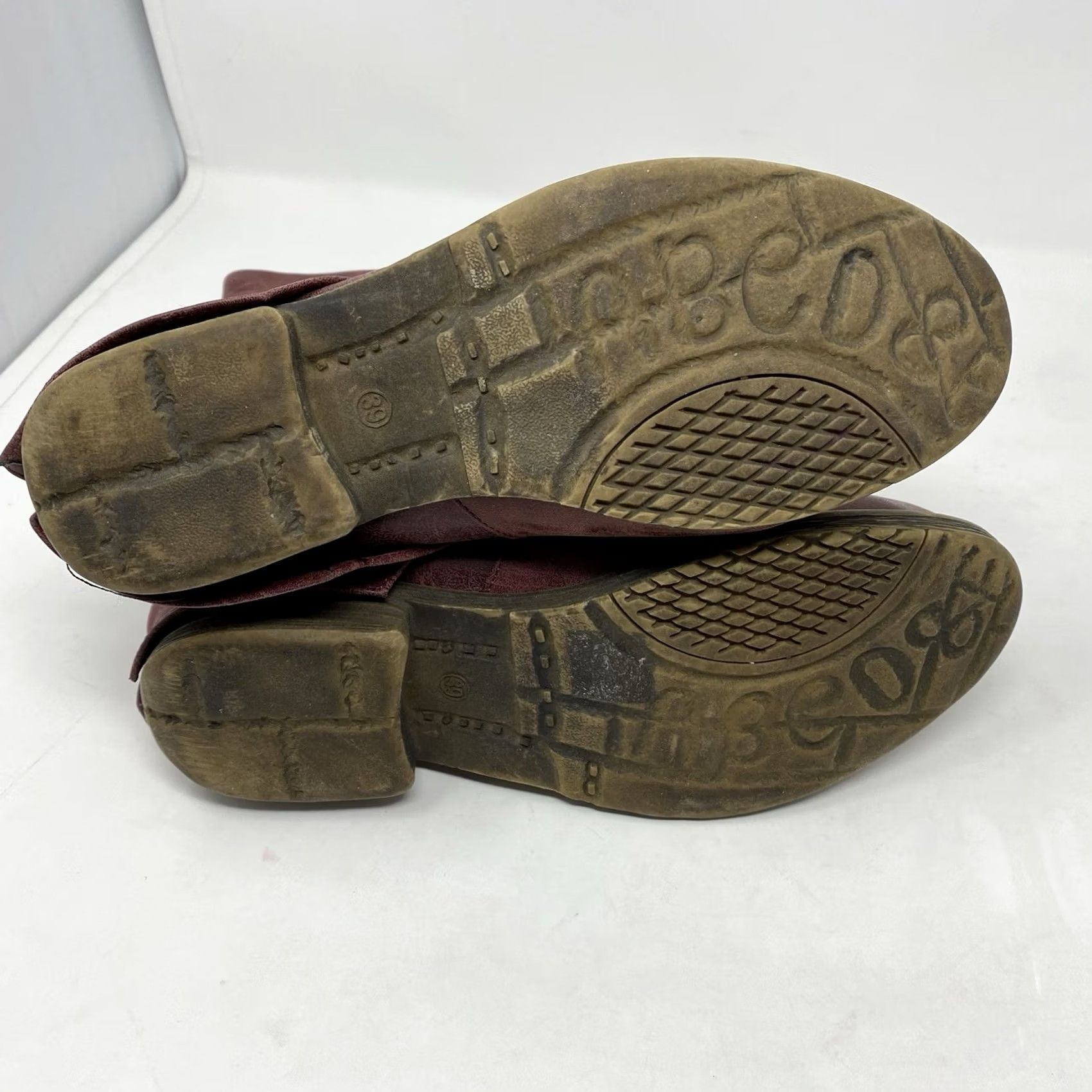Vintage French Blu Boot Red Distressed Look Buckle Mid Calf Equestrian Riding Leather Ankle Boot Women Vintage No N/A Size US 9 / IT 39 - 7 Thumbnail