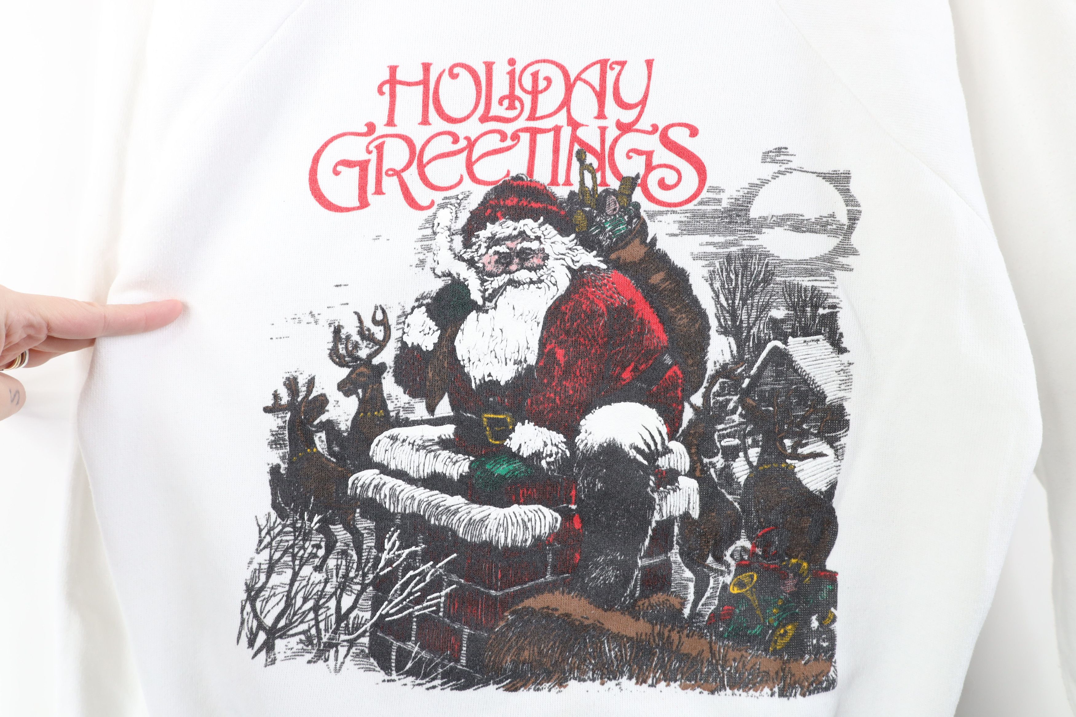 Vintage Vintage 80s 90s Greetings Christmas Santa Claus Sweatshirt Size L / US 10 / IT 46 - 4 Thumbnail