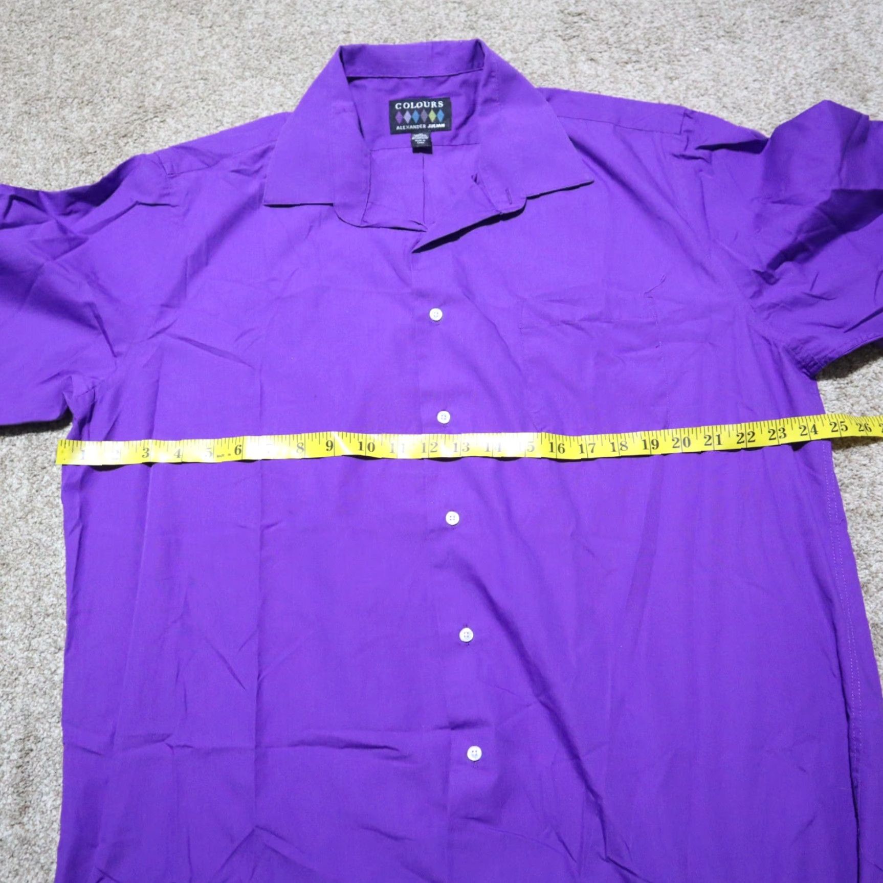 Alexander Julian Alexander Julian Colours Button Up Shirt Long Sleeve Mens XL 17 17.5 32/33 Purple Cotton Blend Solid Button-Down Shirt Men Size US M / EU 48-50 / 2 - 4 Thumbnail
