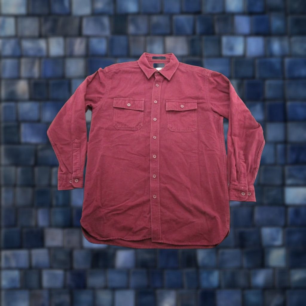 Vintage LL Bean Mens Maroon Burgundy Chamois Flannel Heavyweight Outdoor Pockets Size LT Shirt Big & Tall Red Cotton Flannel Button-Up Outdoor Mens Size US L / EU 52-54 / 3 - 1 Thumbnail