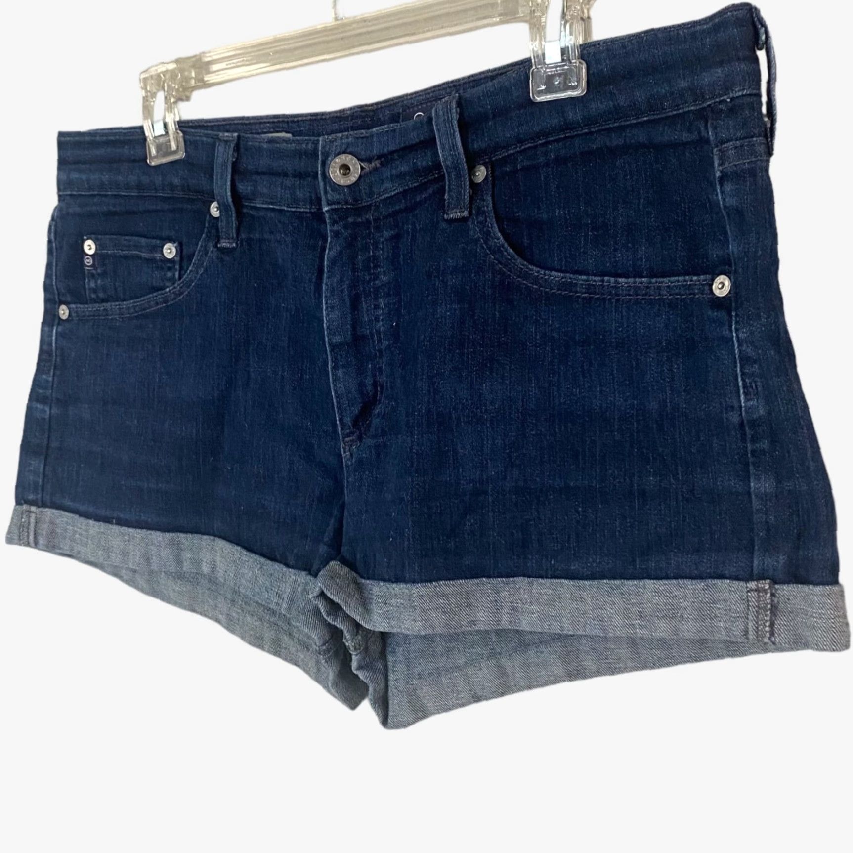 Denime Adriano Goldschmied Pixie Cuffed Jean Shorts Women's 32 Blue Denim Dark Wash Womens Size 24" / US 00 / IT 34 - 2 Thumbnail