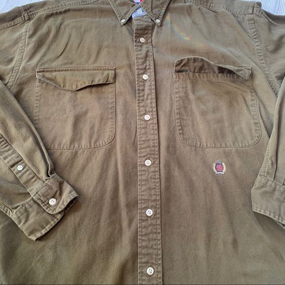 Tommy Hilfiger Vintage Grunge 90’s Olive Green Tommy Hilfiger Crest Logo Sh Size US M / EU 48-50 / 2 - 8 Thumbnail