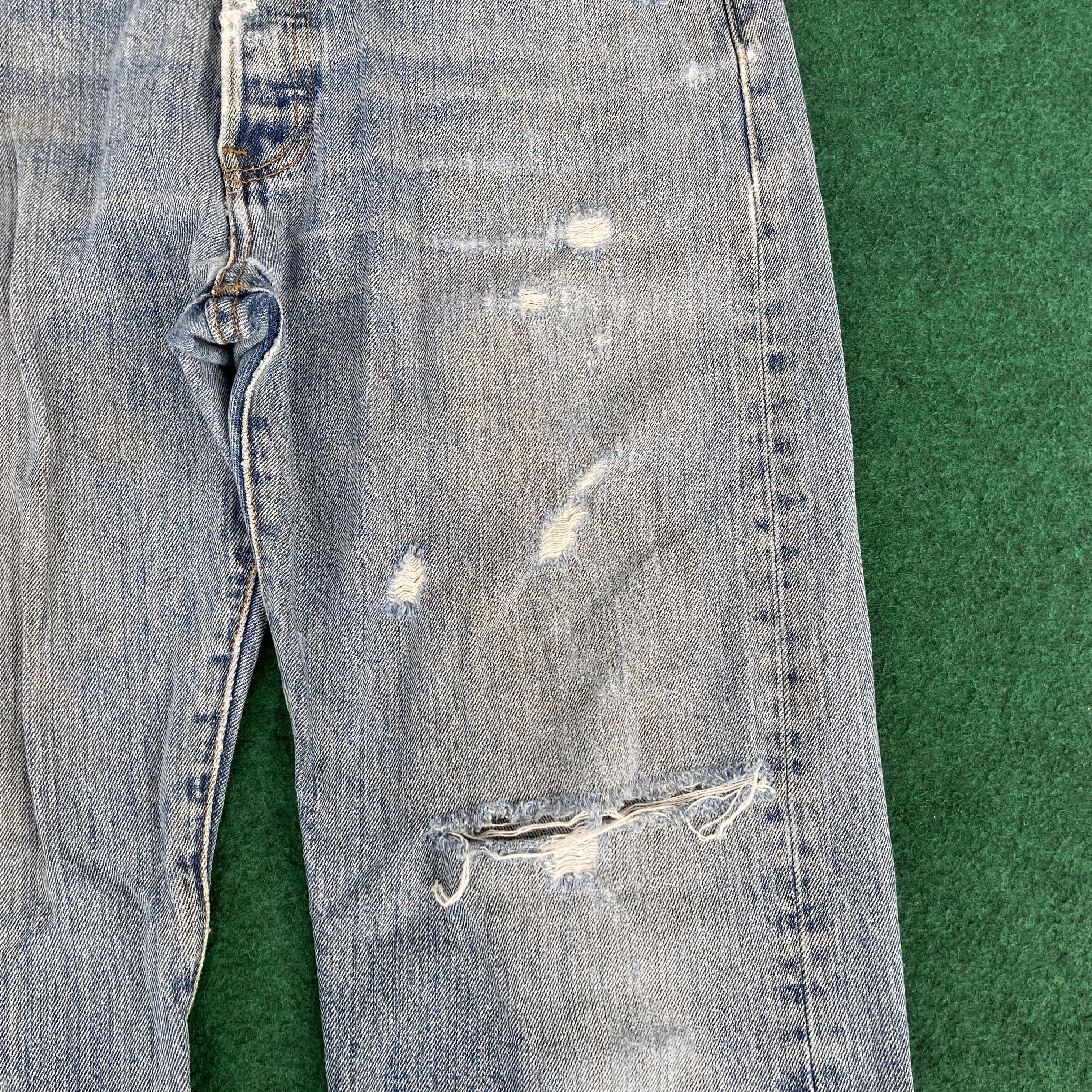 Levi's × Vintage Vtg Levis 501 Ripped Stains Button Fly Blue Denim Jeans Size US 34 / EU 50 - 11 Thumbnail
