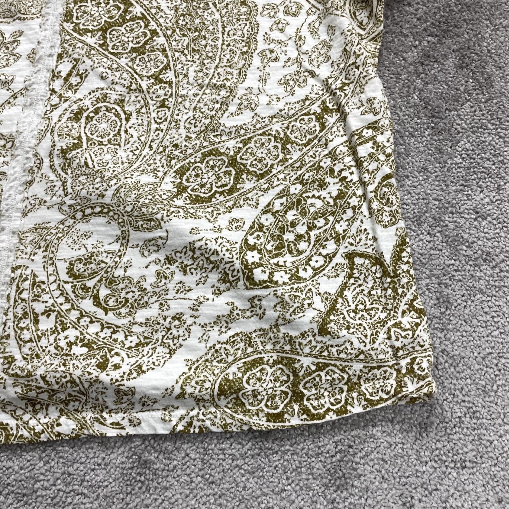 Vintage Wonderly Blouse Women 2XL Green Paisley Cotton Short Sleeve V-Neck Casual Size XXL / US 16-18 / IT 52-54 - 3 Thumbnail