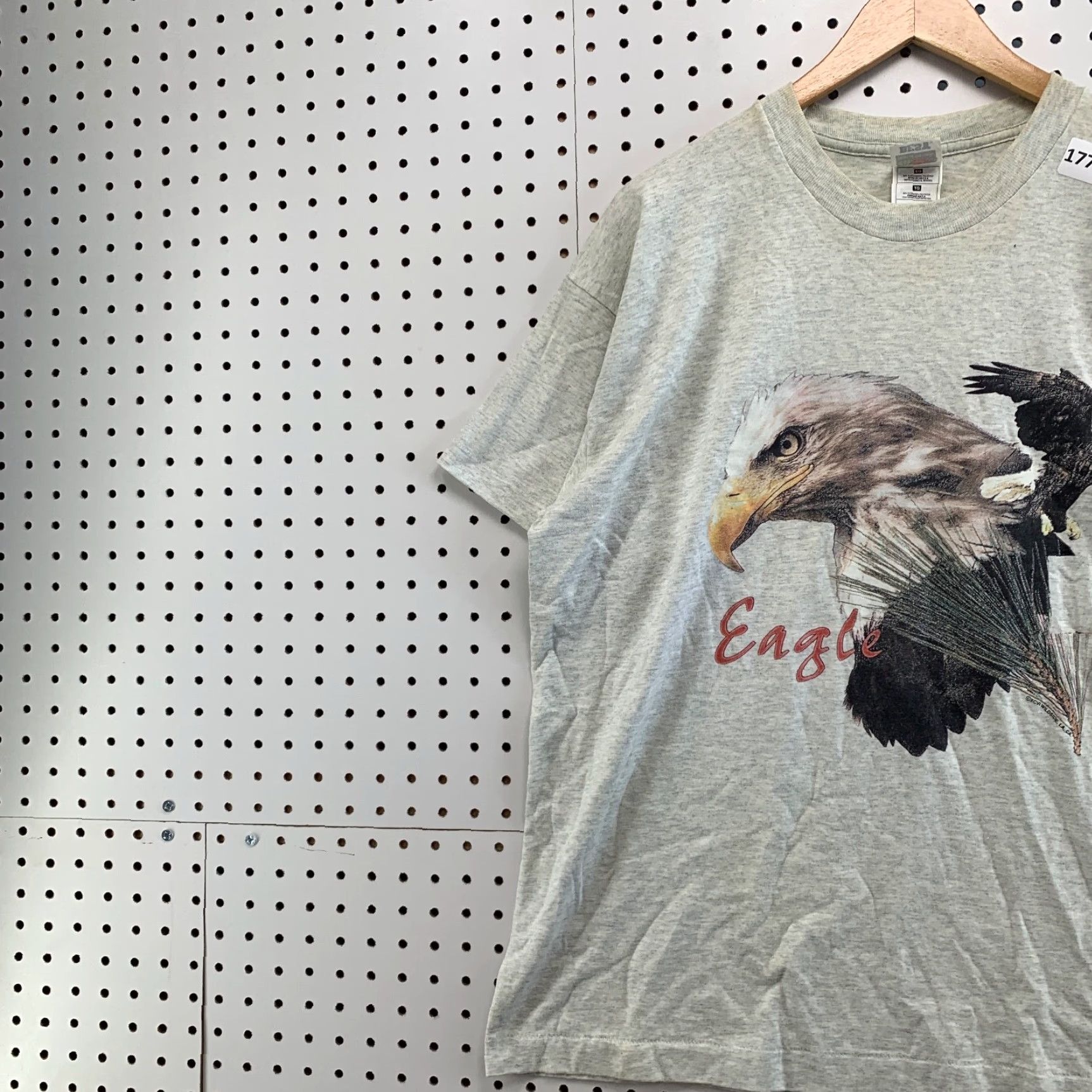 Fruit Of The Loom Vintage 90s Bald Eagle Shirt Adult XL Fits 23X28 Single Stitch Gray Short Sleeve Size US XL / EU 56 / 4 - 3 Thumbnail