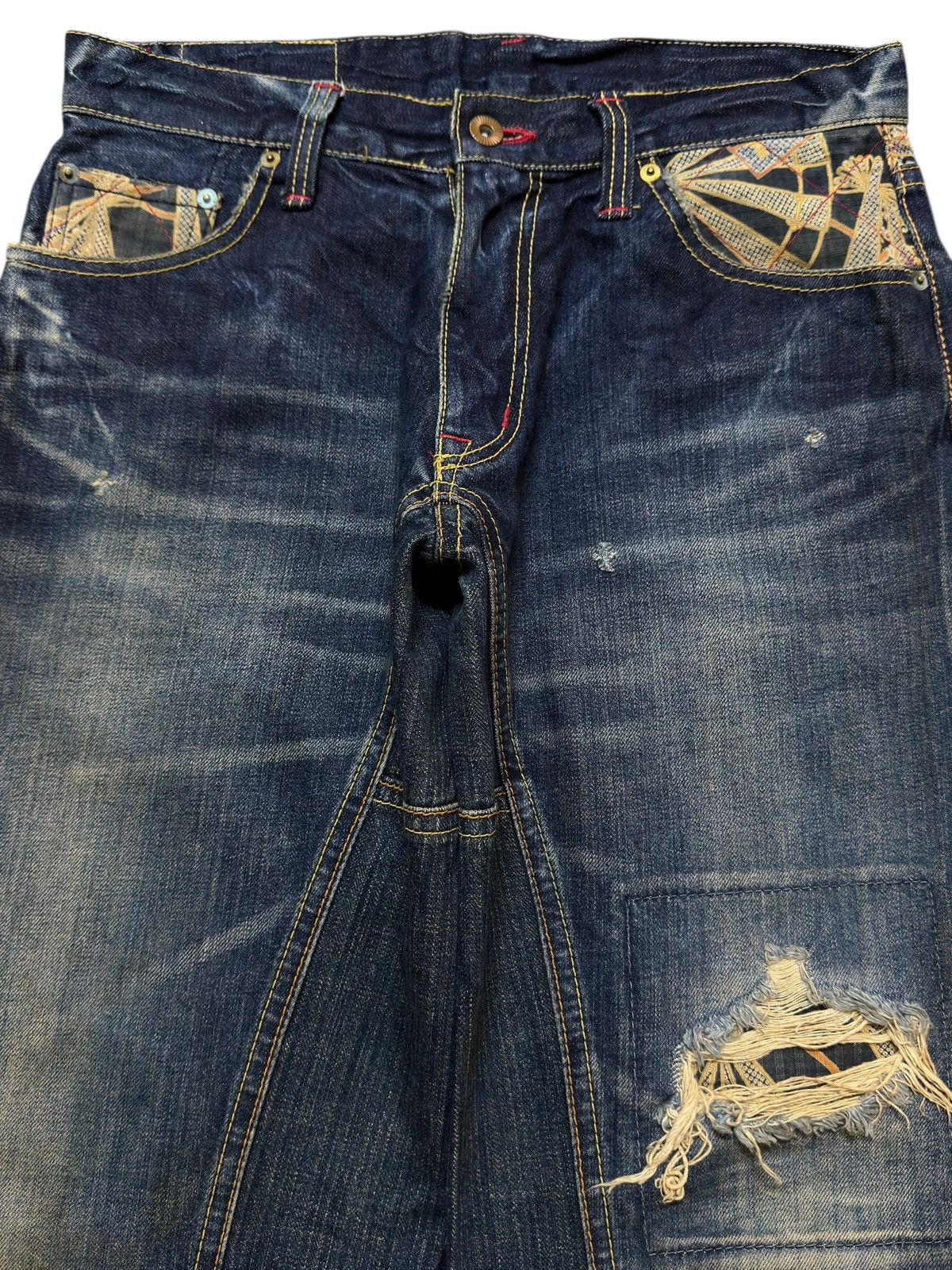 Eternal Vtg 90s Japan Eternal Faded Thunder Wash Distressed Wide Leg Size US 31 - 3 Thumbnail