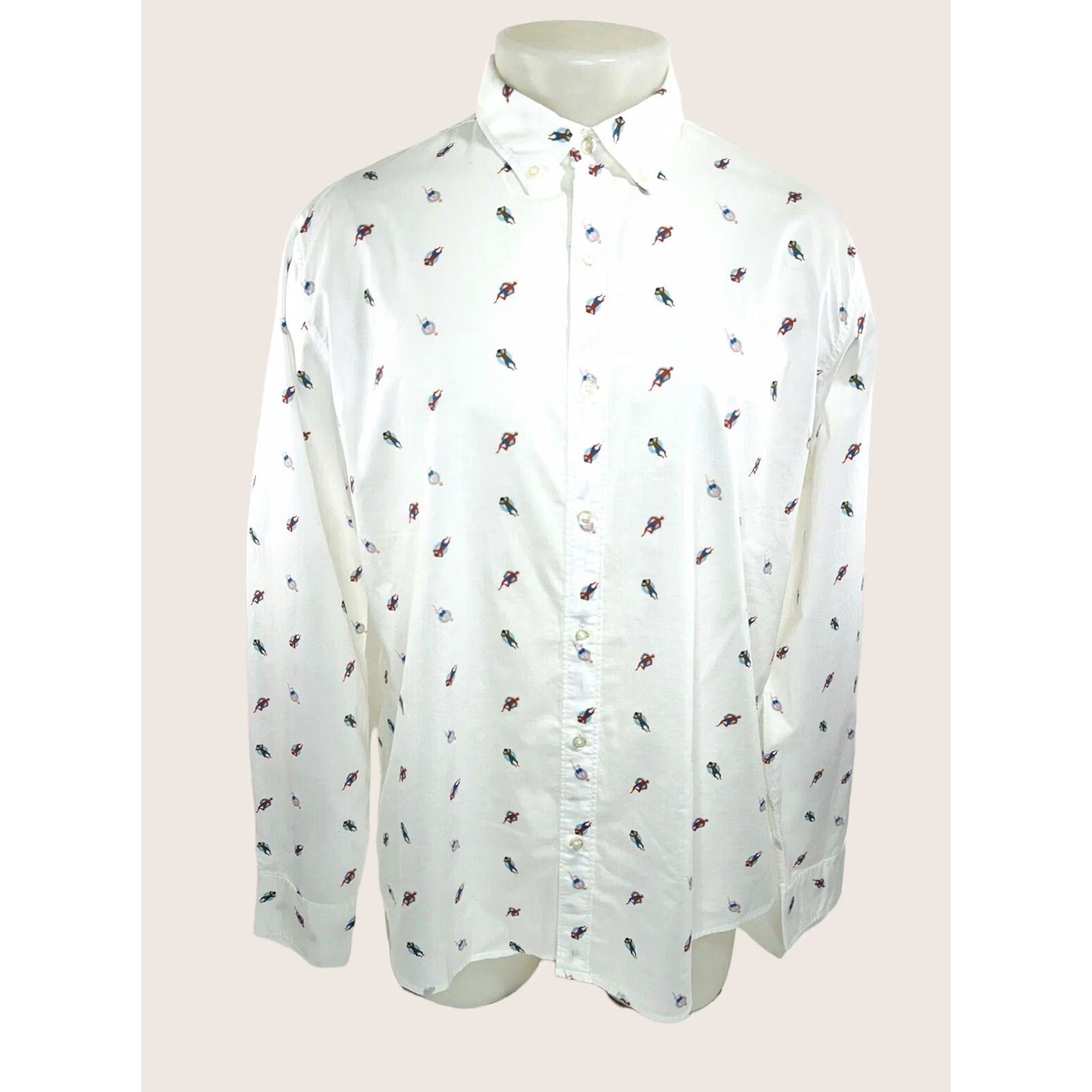 Bonobos BONOBOS Shirt Mens L White Beach Summer Slim Long Sleeve Button-Up Collared NWT Tags - Ocean Beach River Tubing 90s Theme B7 Size US L / EU 52-54 / 3 - 1 Thumbnail