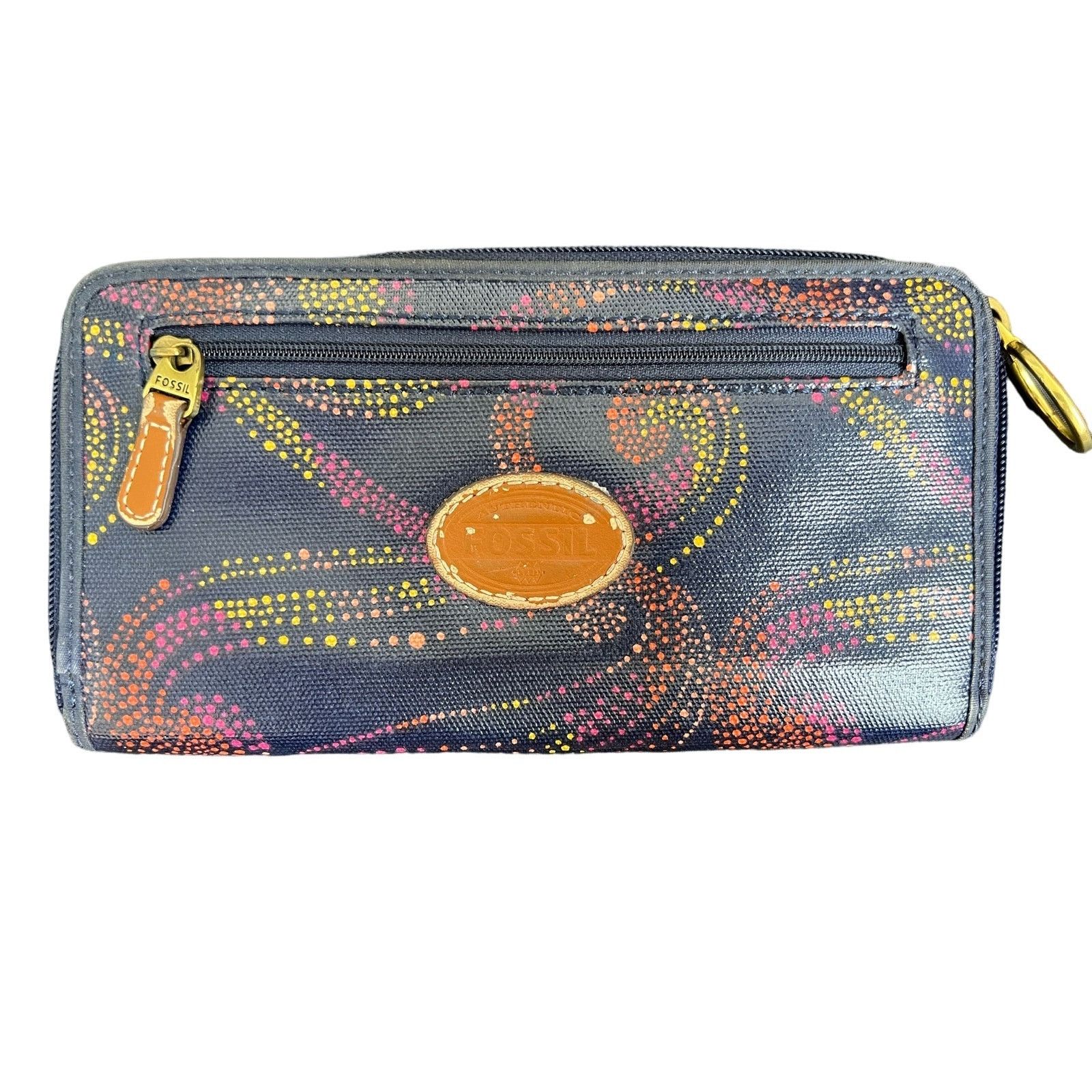 Fossil Fossil Navy Swirl Dot Zip Wallet Size ONE SIZE - 1 Thumbnail
