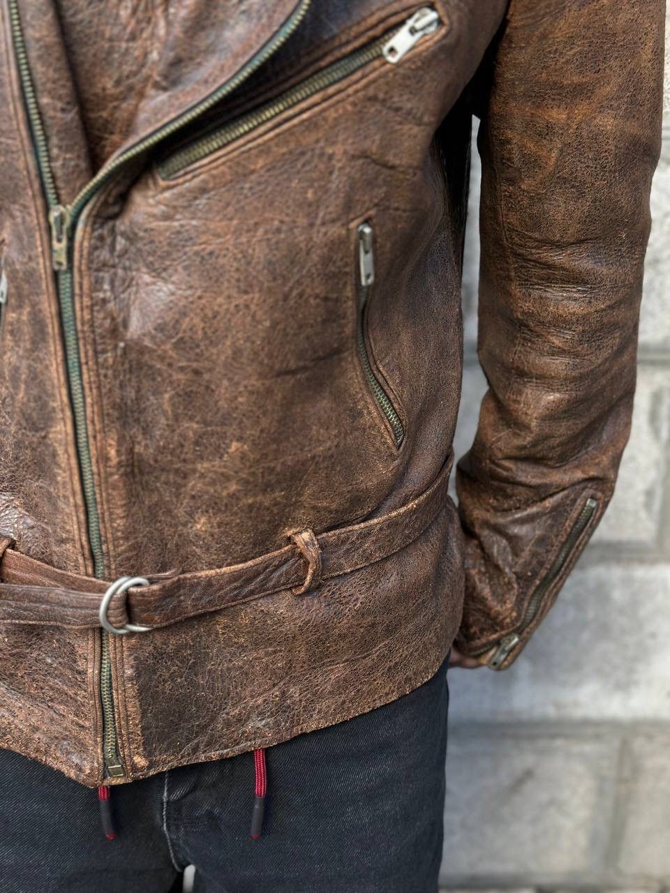 Leather VTG Mans Leather Jacket 80-70s Dark Brown Size M Y2K Trashed Size US M / EU 48-50 / 2 - 16 Thumbnail