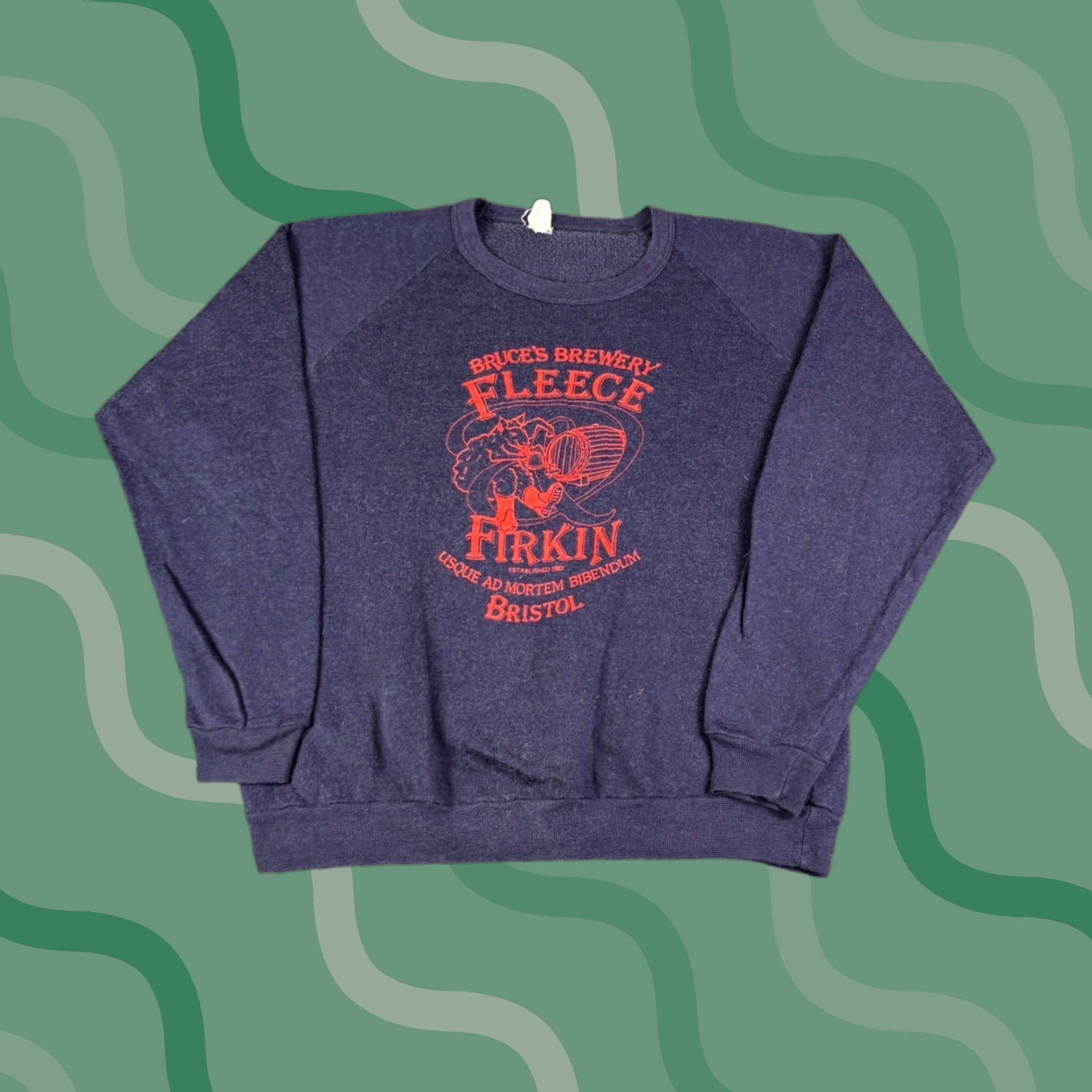 Vintage VINTAGE Bruce's Brewery Fleece Sweatshirt Crewneck Graphic Print Navy 70s Small Size US S / EU 44-46 / 1 - 1 Thumbnail