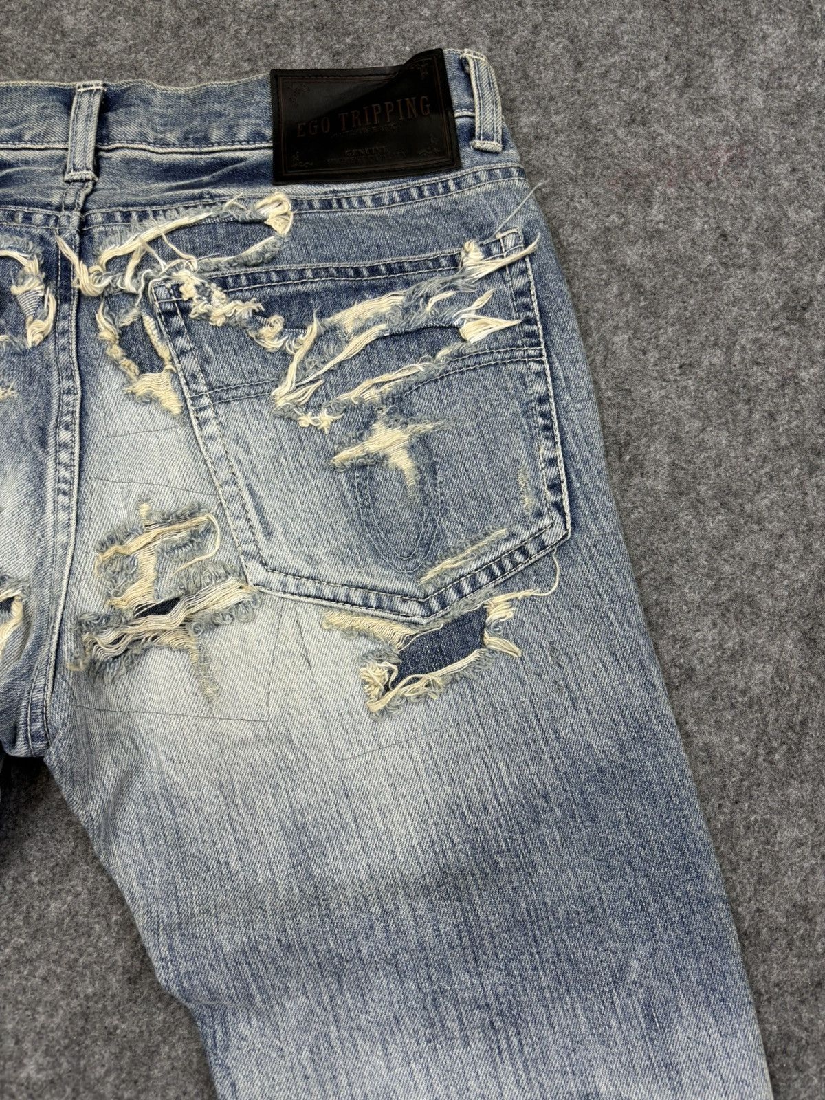Japanese Brand 💥Denim Art💥Ego Tripping Heavy Distressed Denim F758 Size US 30 / EU 46 - 11 Thumbnail