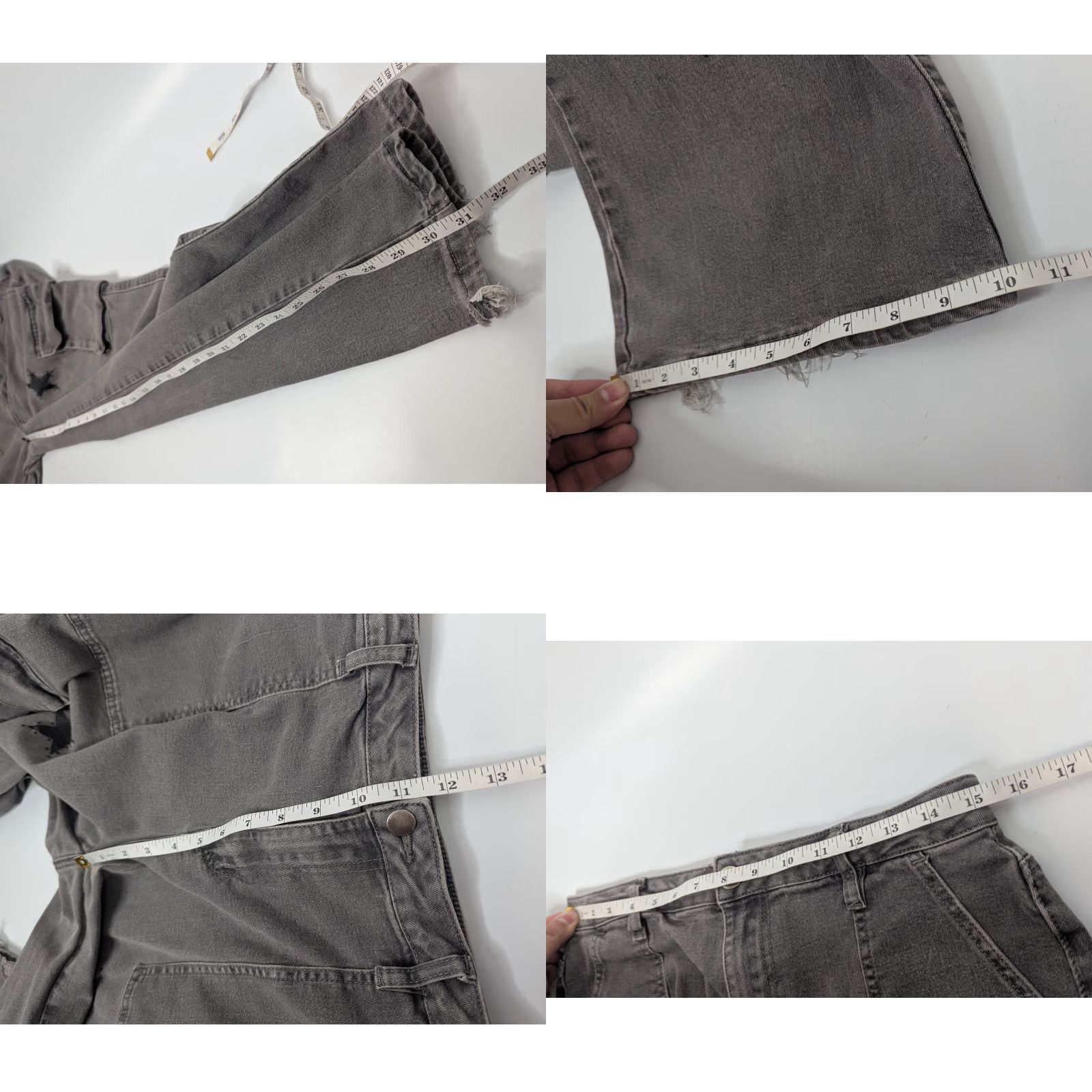 Hot Topic Hot Topic Jeans Gray Star Print Cargo Baggy Distressed Punk Goth Emo Shirt or Jeans? Size 32" / US 10 / IT 46 - 8 Thumbnail