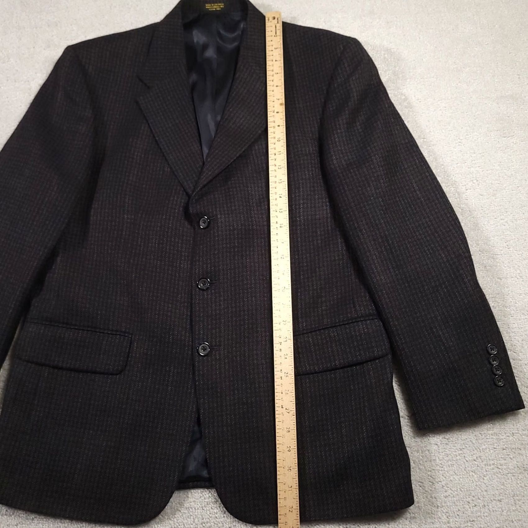 Oscar De La Renta OSCAR DE LA RENTA Sport Coat Gray Tweed Wool 3-Button Notch Lapel Ventless 42R Mens Jacket/Coat Long Plaid Houndstooth Size US XS / EU 42 / 0 - 5 Thumbnail
